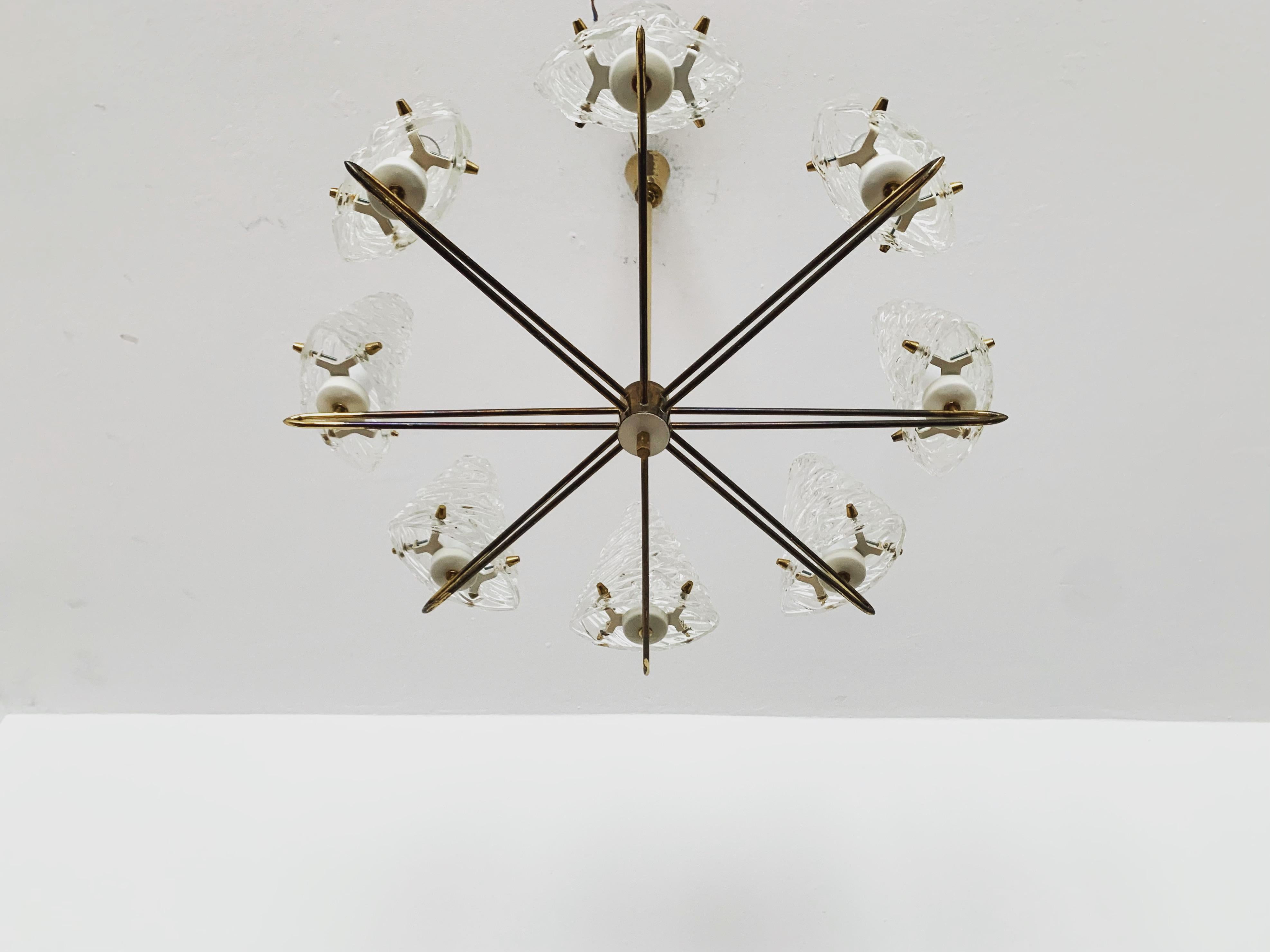 Mid-20th Century Ice glass chandelier For Sale