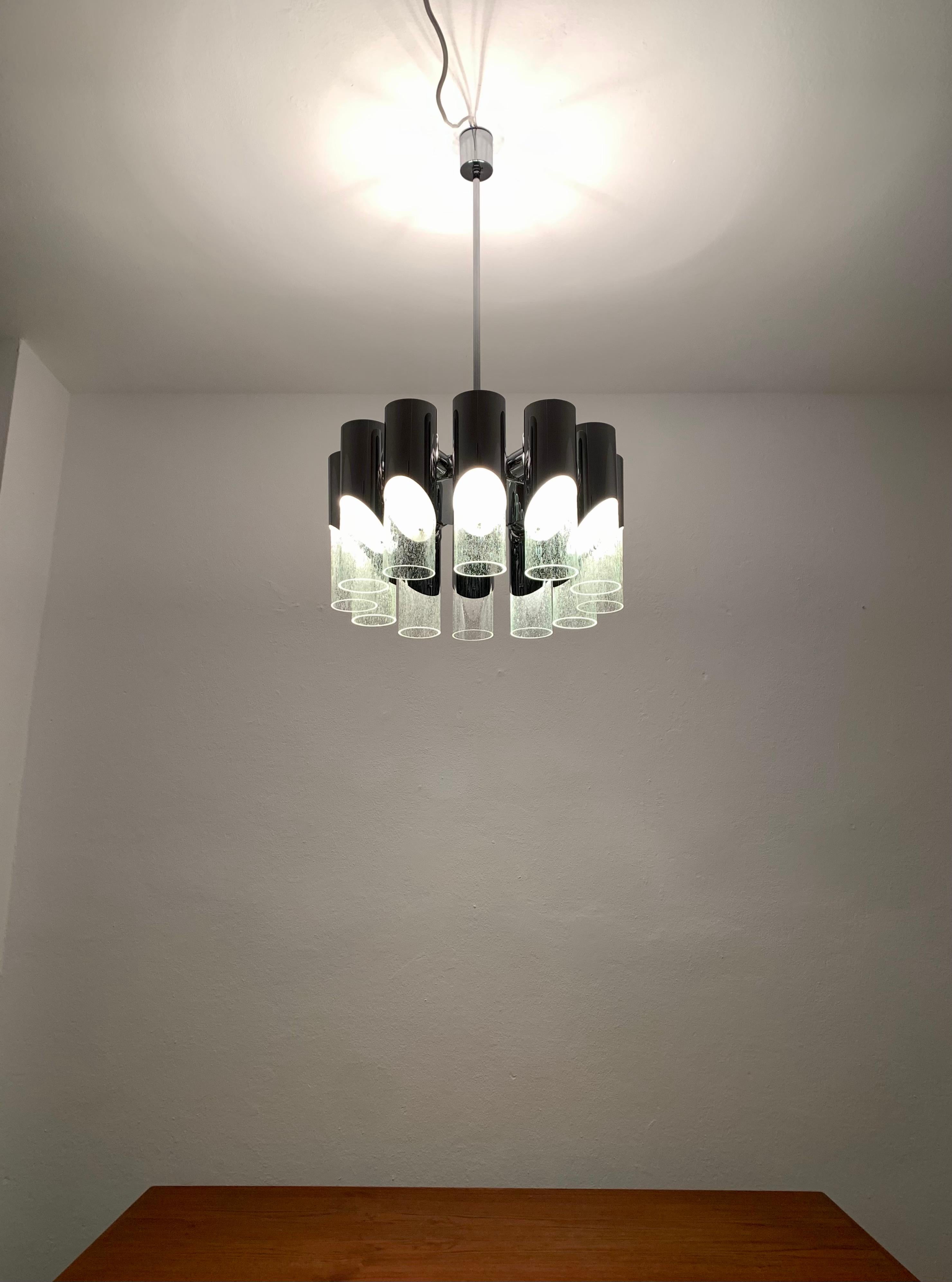 Metal Ice Glass Chandelier For Sale