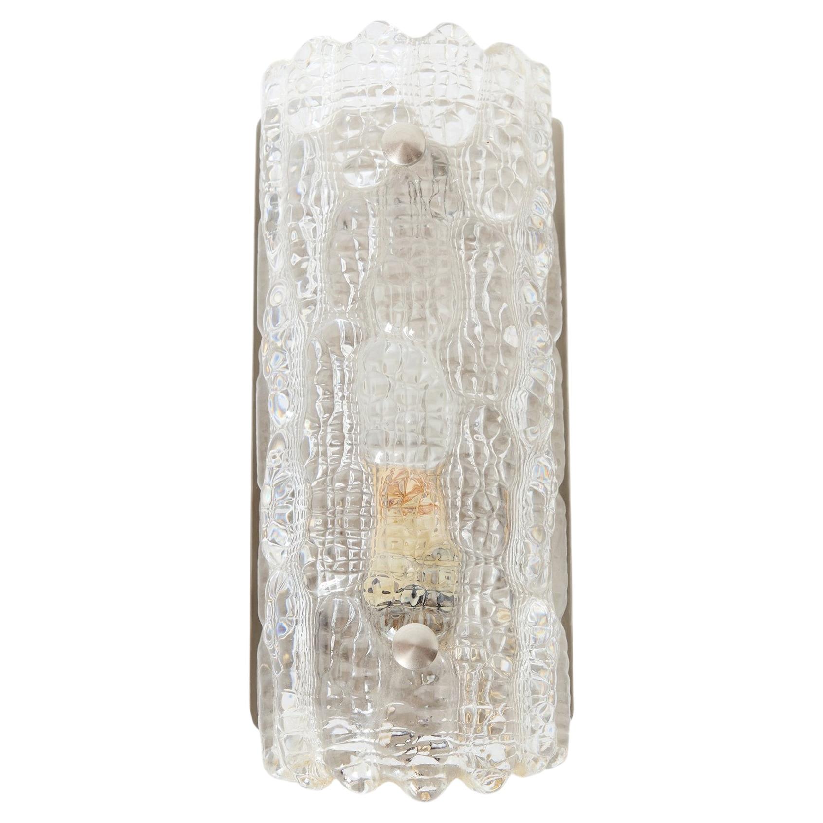 Ice Glass & Chrome Wall Light by Carl Fagerlund For Sale