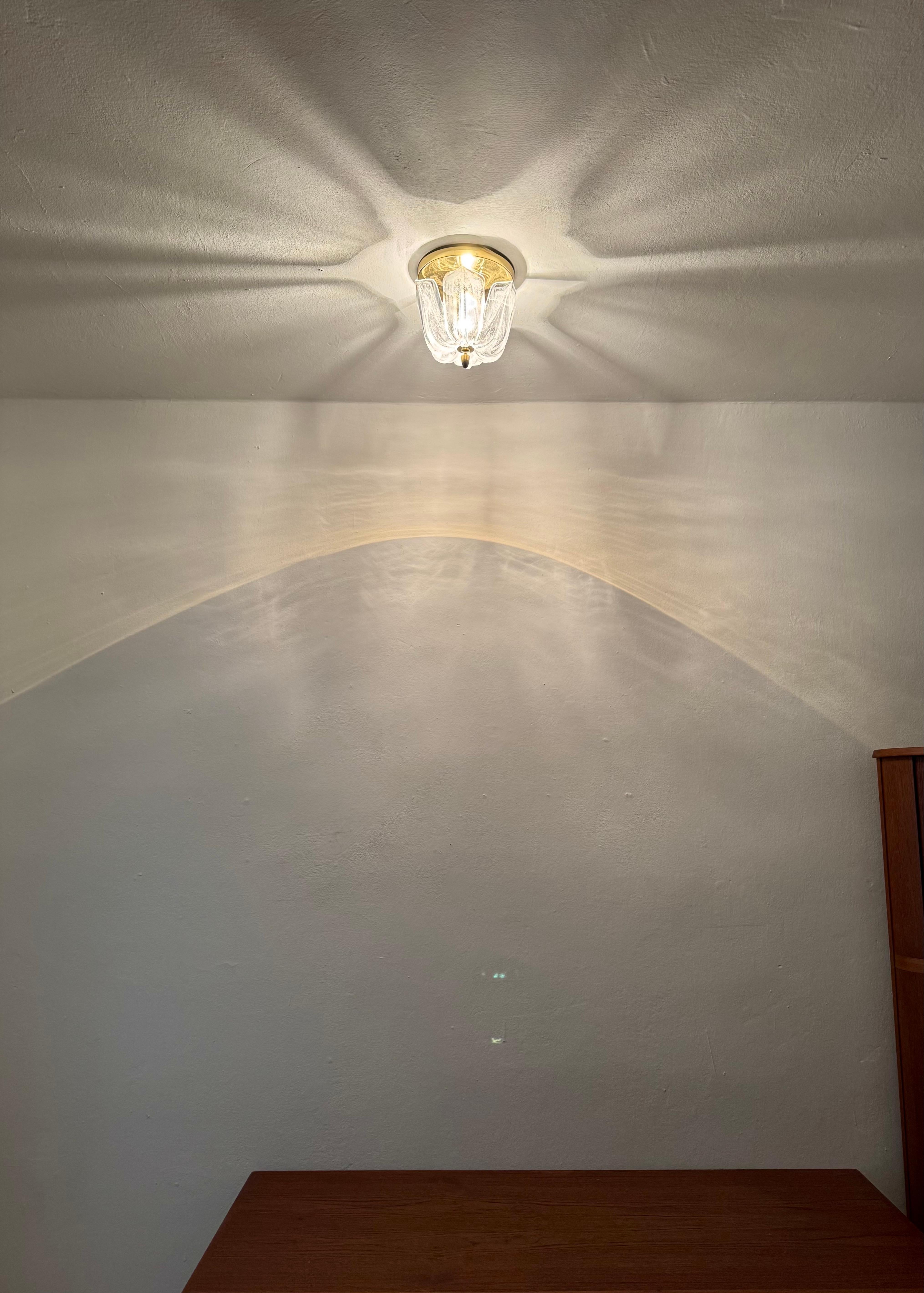 Ice Glass Flush Light by Glashütte Limburg For Sale 4