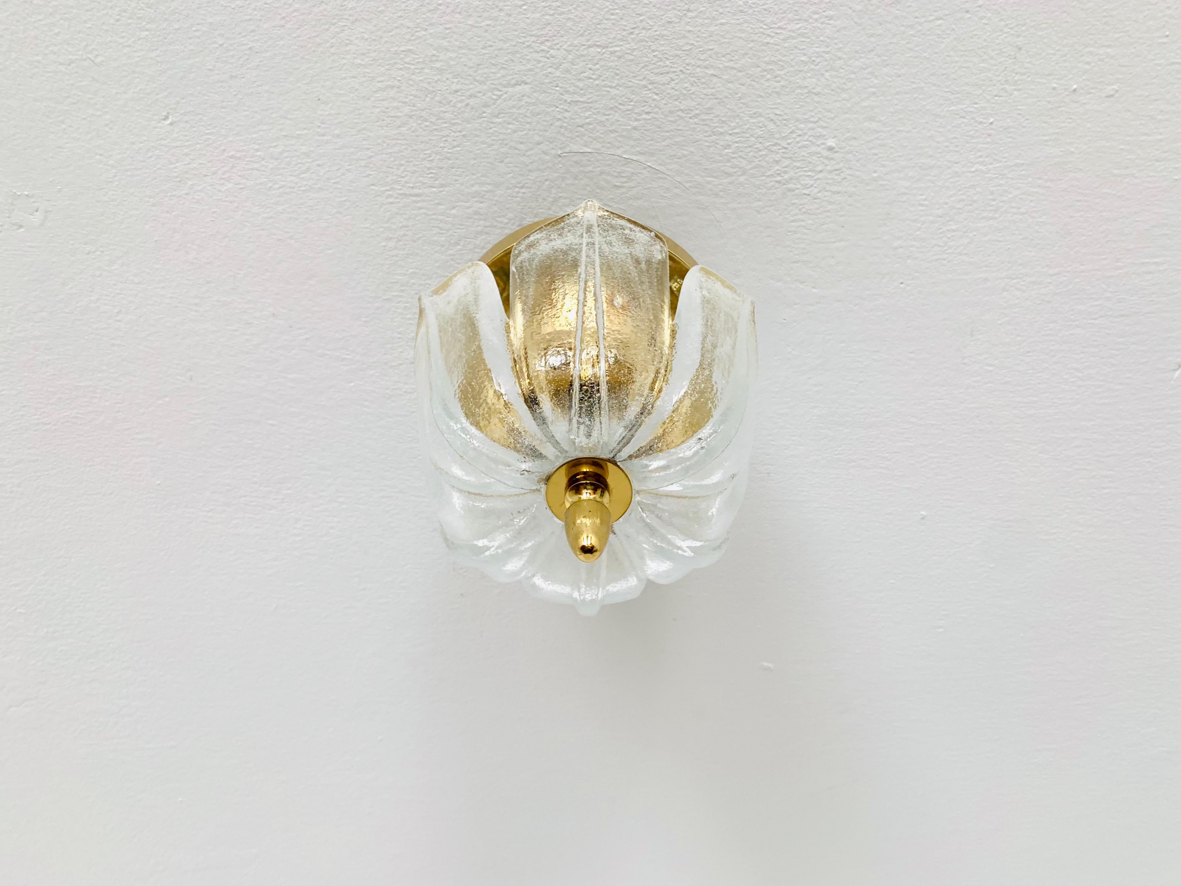 Mid-20th Century Ice Glass Flush Light by Glashütte Limburg For Sale