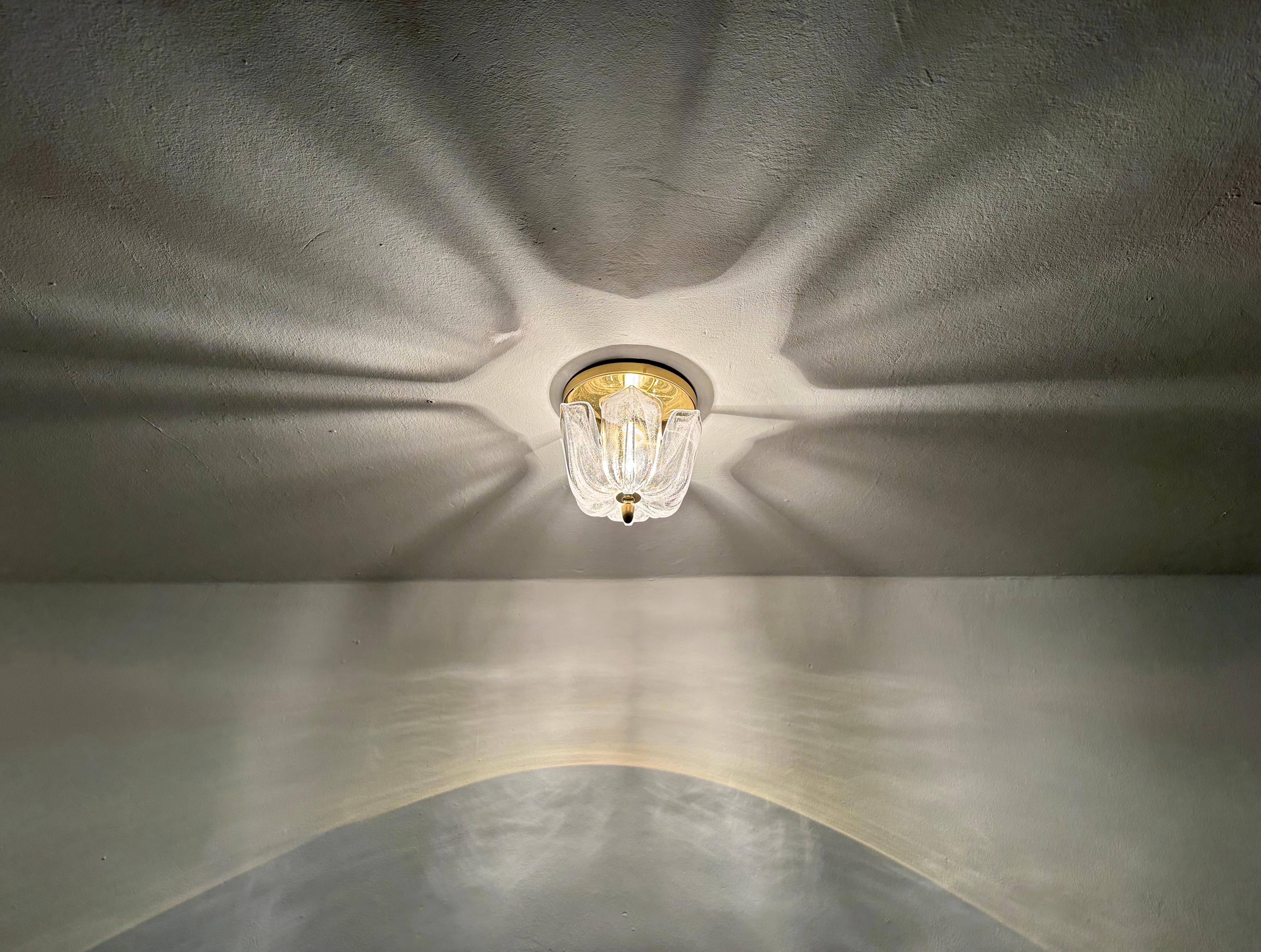 Ice Glass Flush Light by Glashütte Limburg For Sale 1
