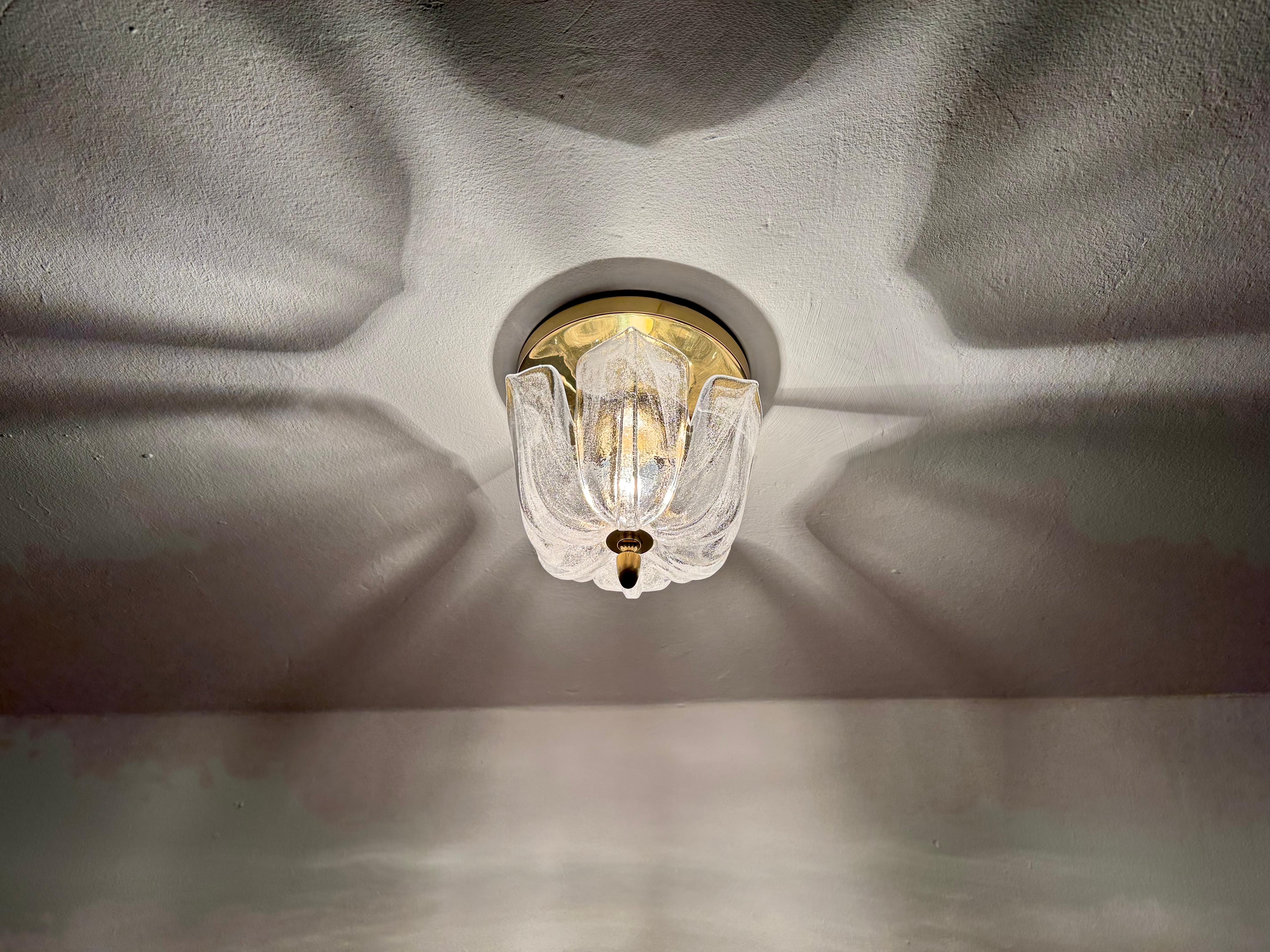 Ice Glass Flush Light by Glashütte Limburg For Sale 2