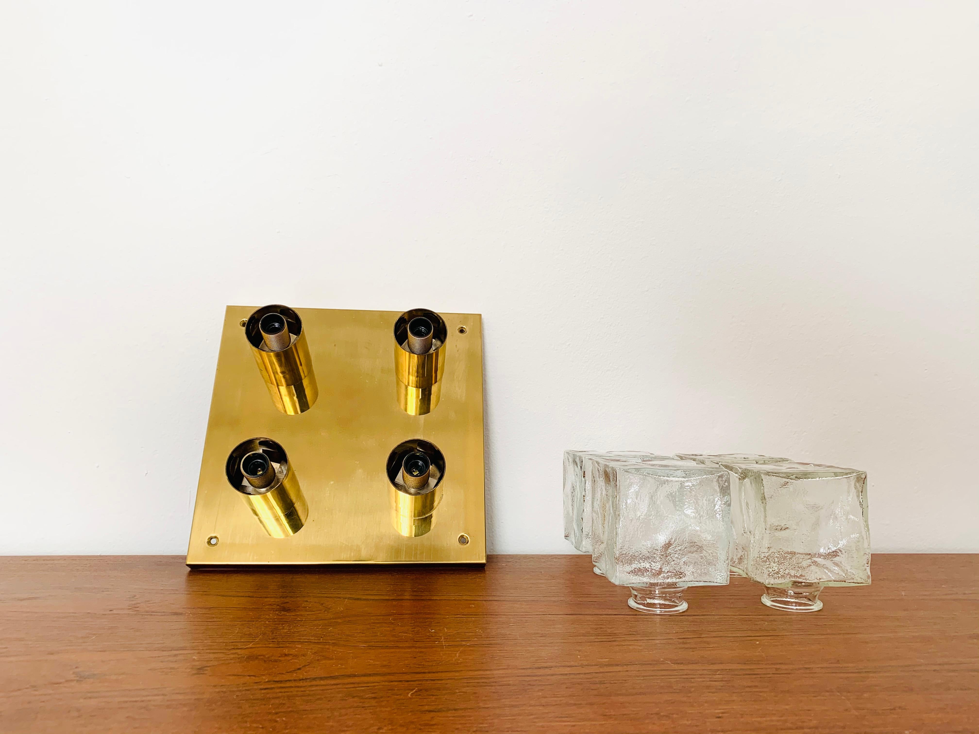 Ice glass flush light by J.T. Kalmar For Sale 3