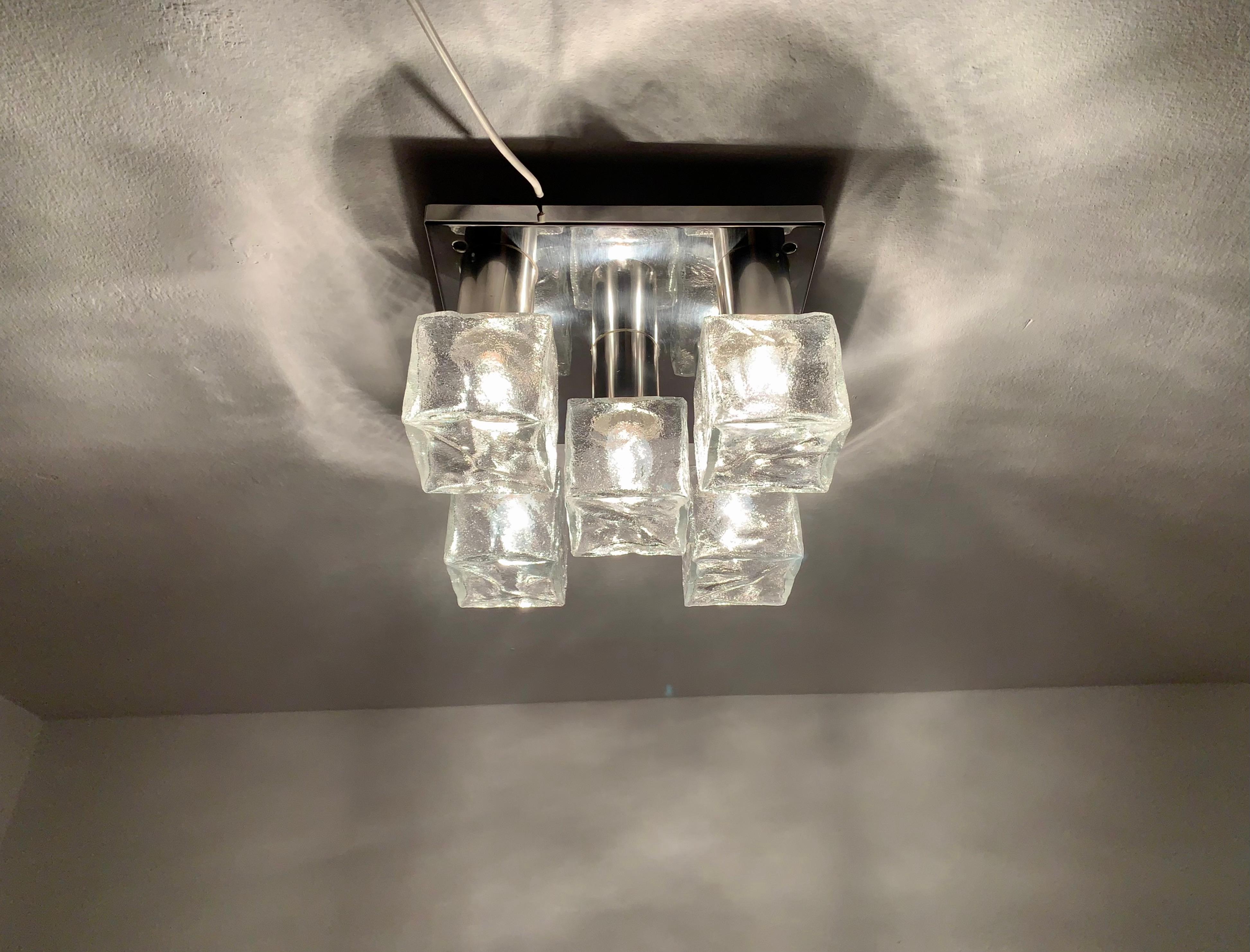 Ice Glass Flush Light by J.T. Kalmar For Sale 3