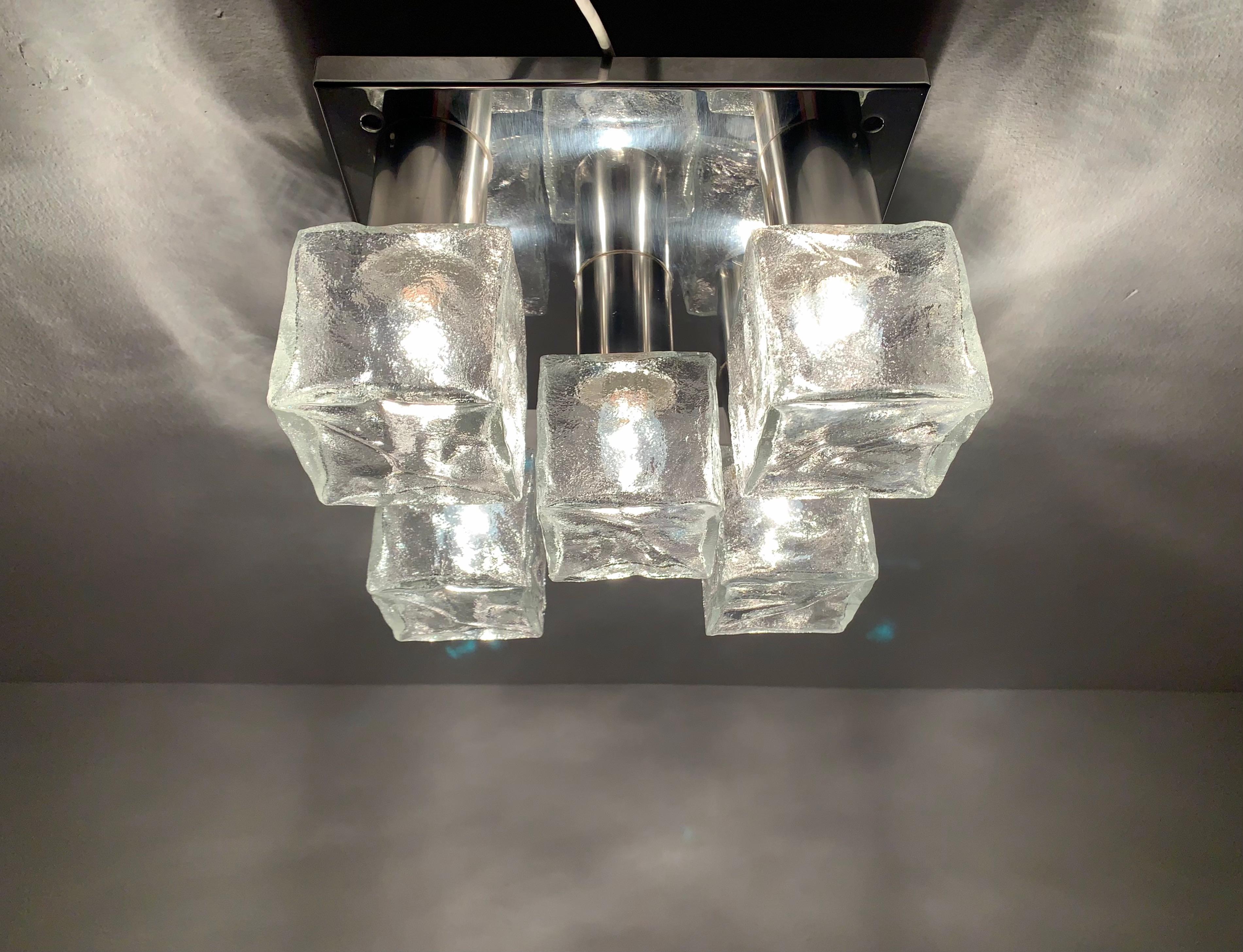 Ice Glass Flush Light by J.T. Kalmar For Sale 5