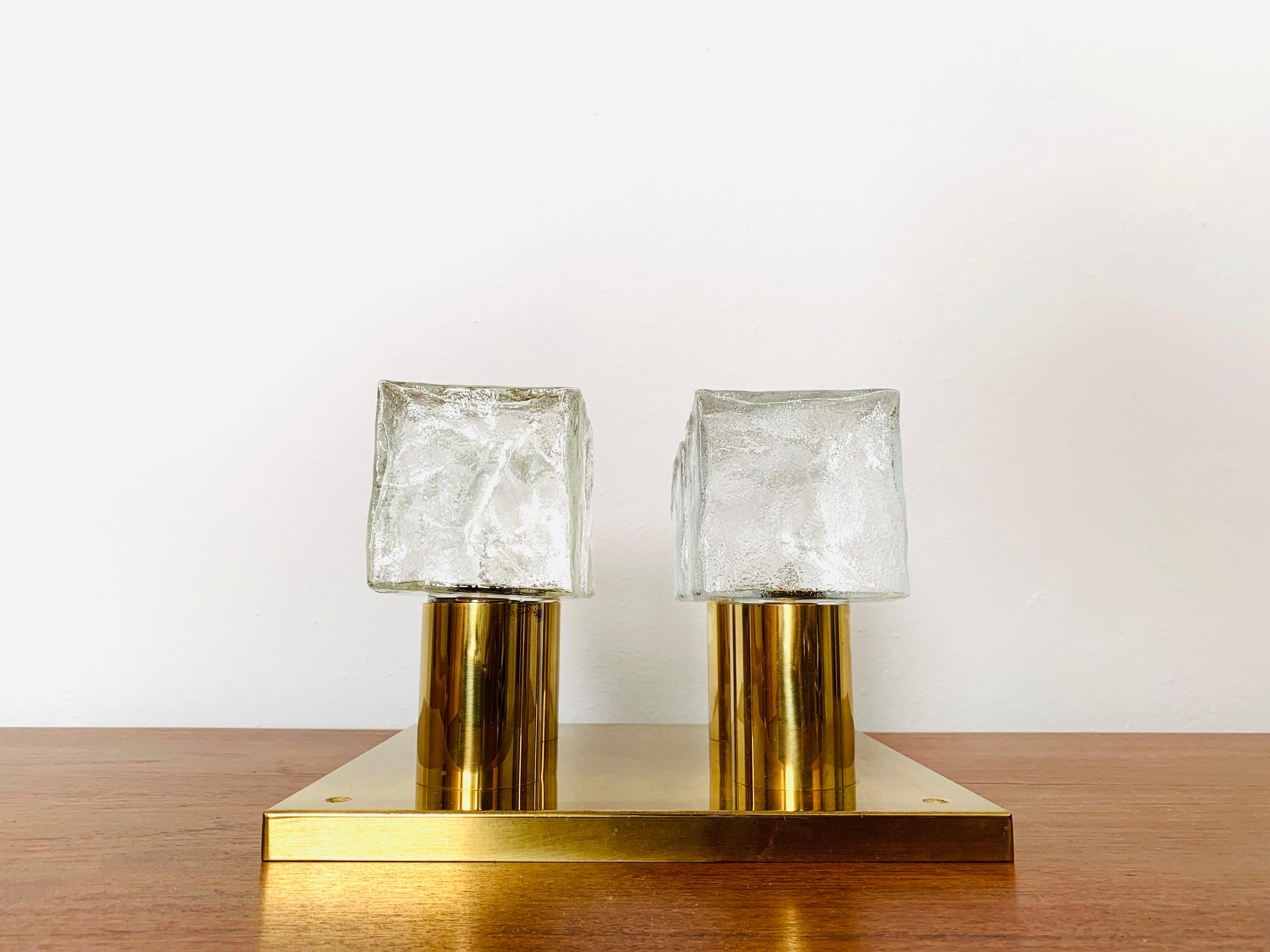 Austrian Ice glass flush light by J.T. Kalmar For Sale