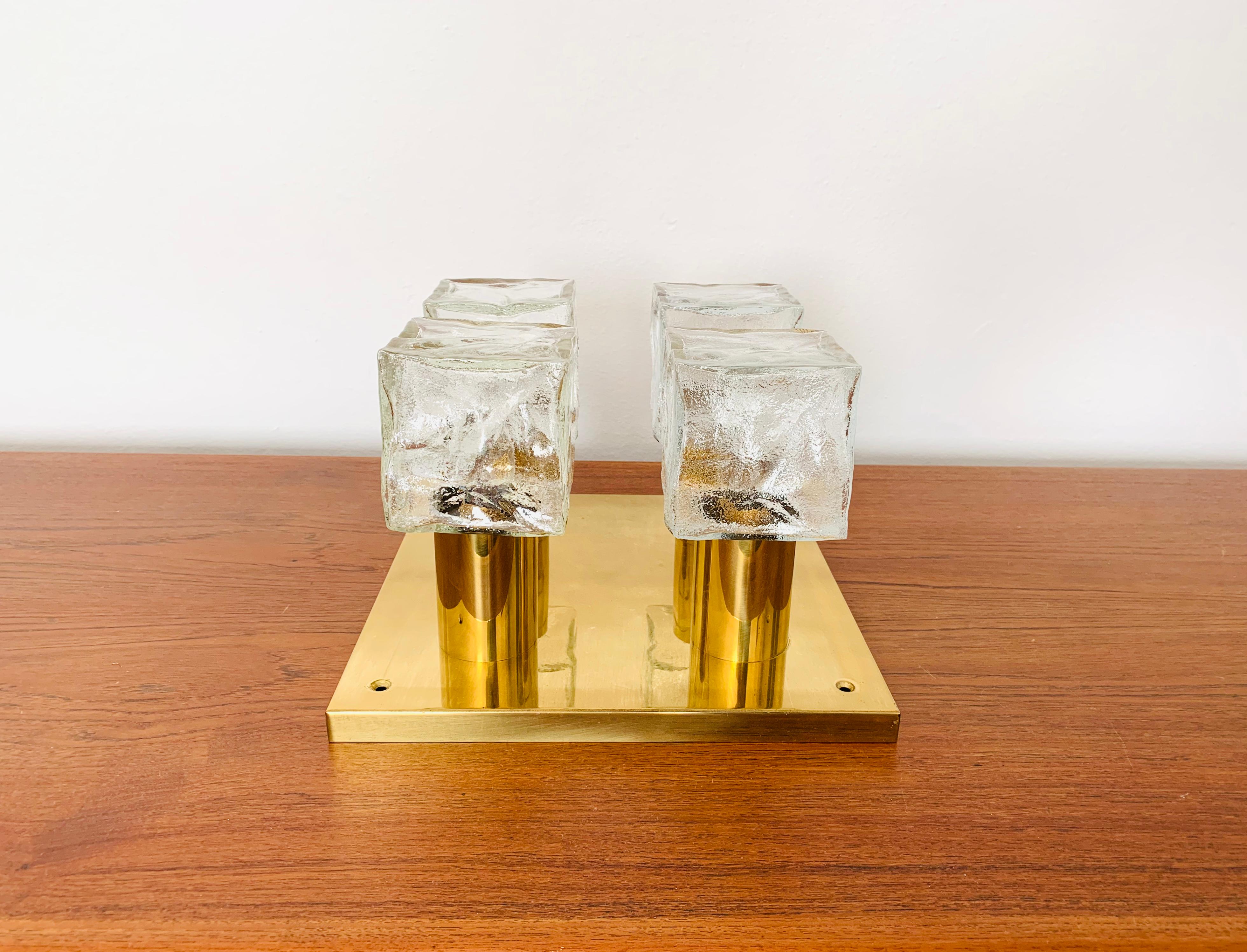 Austrian Ice Glass Flush Light by J.T. Kalmar For Sale