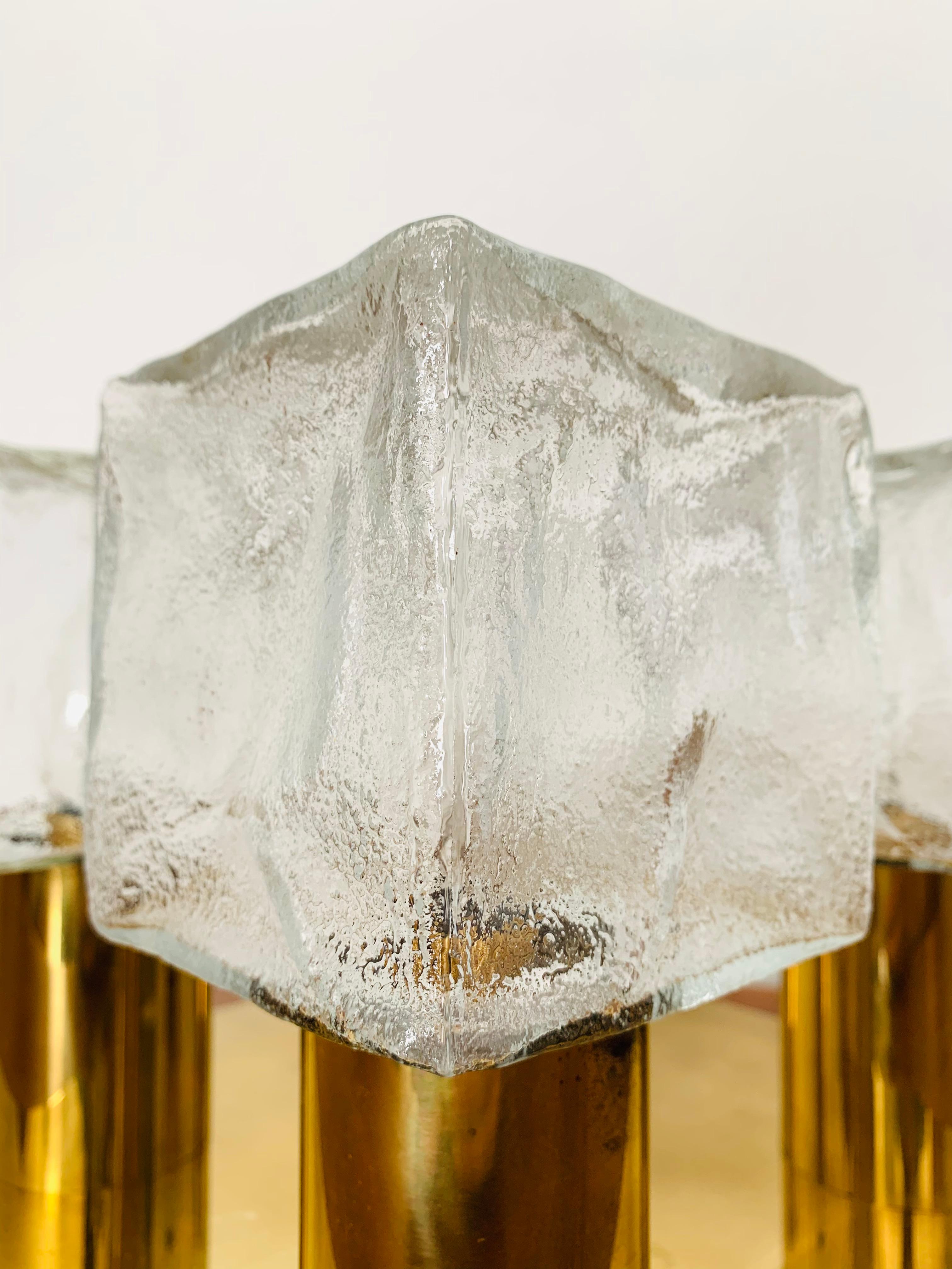 Ice glass flush light by J.T. Kalmar In Good Condition For Sale In München, DE