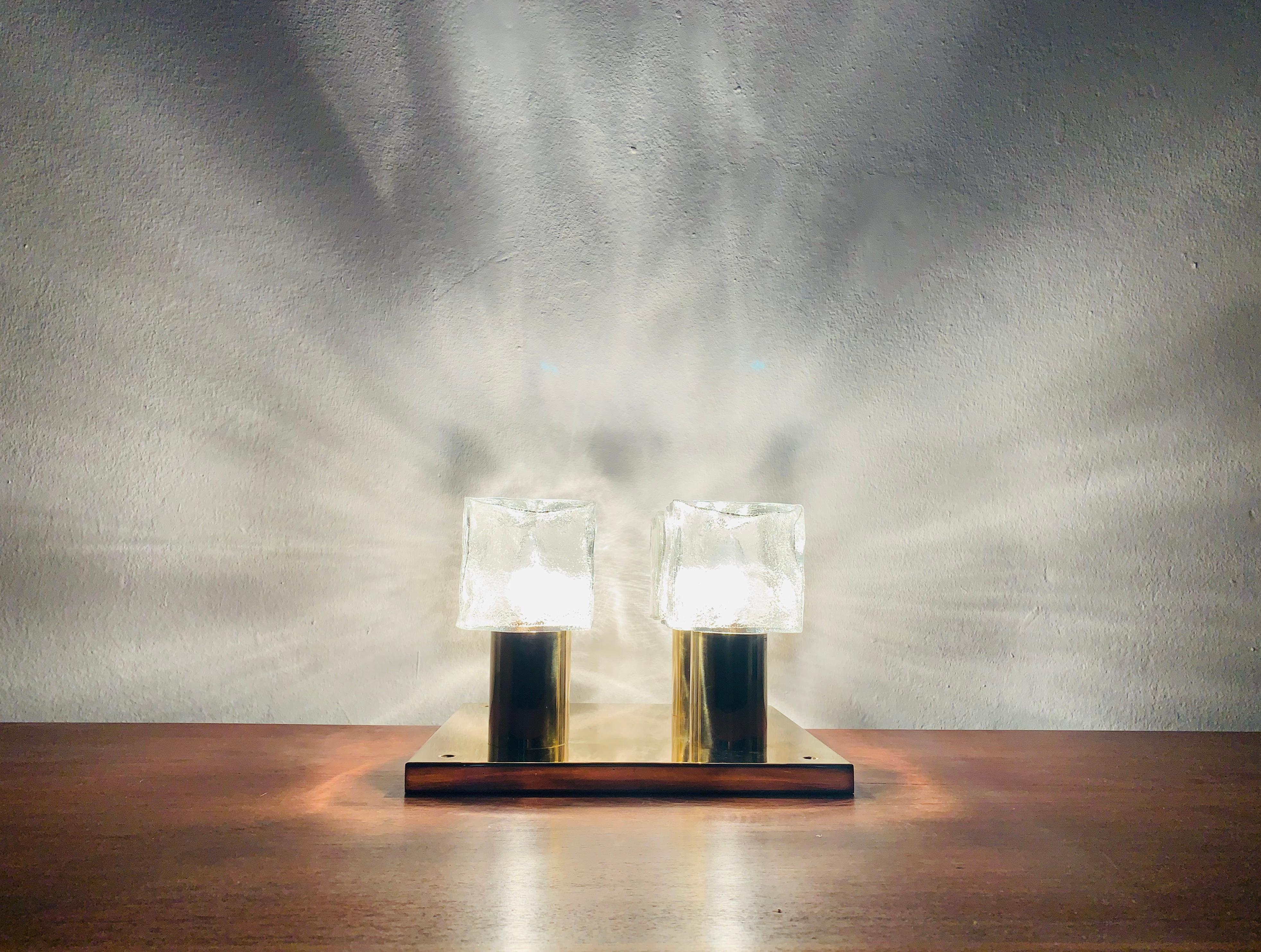Metal Ice glass flush light by J.T. Kalmar For Sale