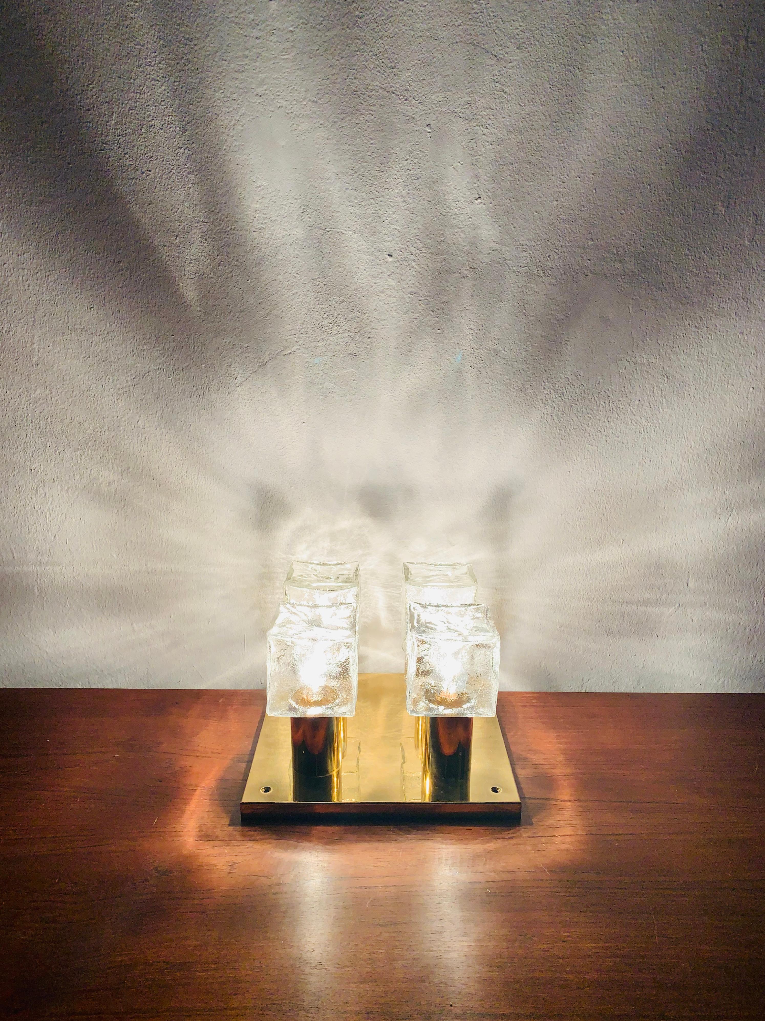 Ice glass flush light by J.T. Kalmar For Sale 1