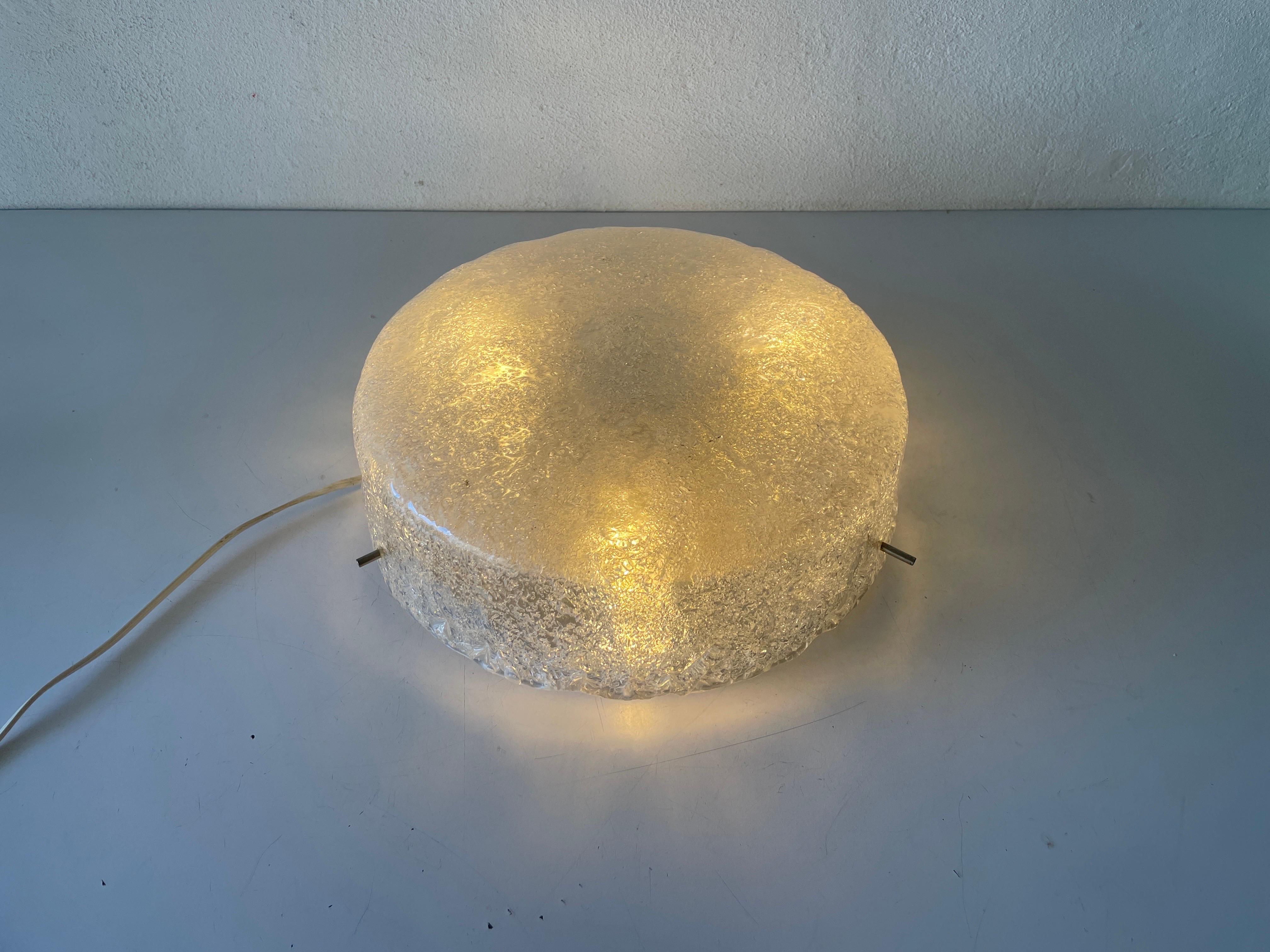 Metal Ice Glass Flush Mount by Hillebrand, 1960s, Germany For Sale