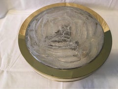 Einbaubeleuchtung aus Eisglas auf Messingumrandung von Doria Leuchten, 1960er Jahre, Deutschland