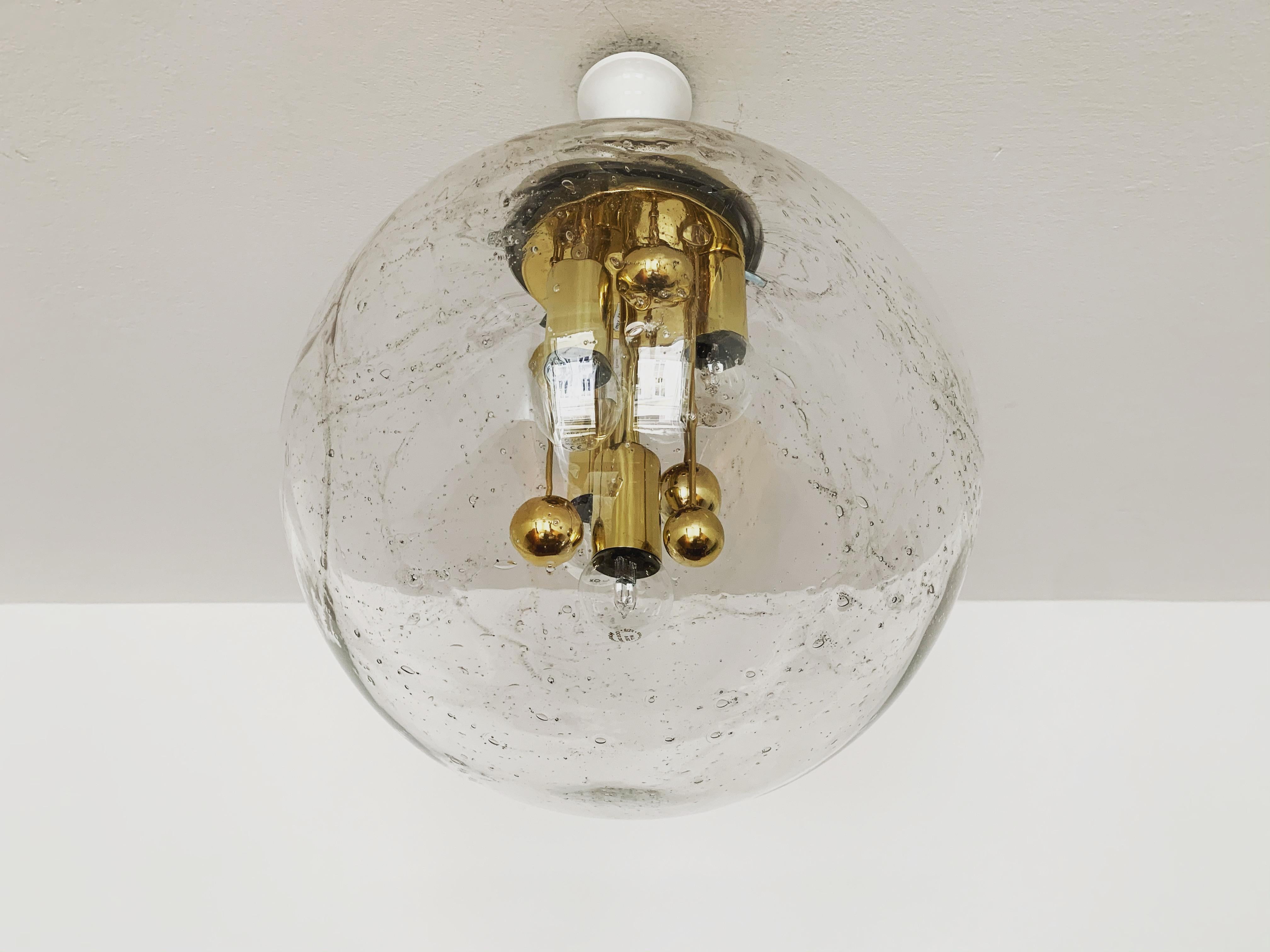 German Ice Glass Lamp by Doria For Sale