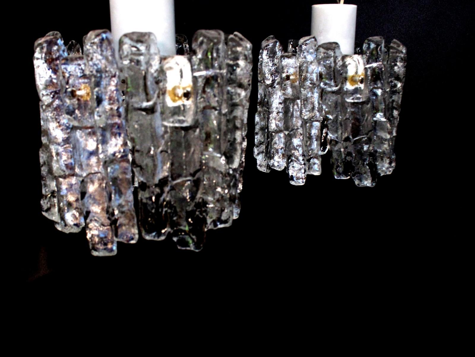 Mid-Century Modern Ice Glass Pendant by J.T. Kalmar For Sale