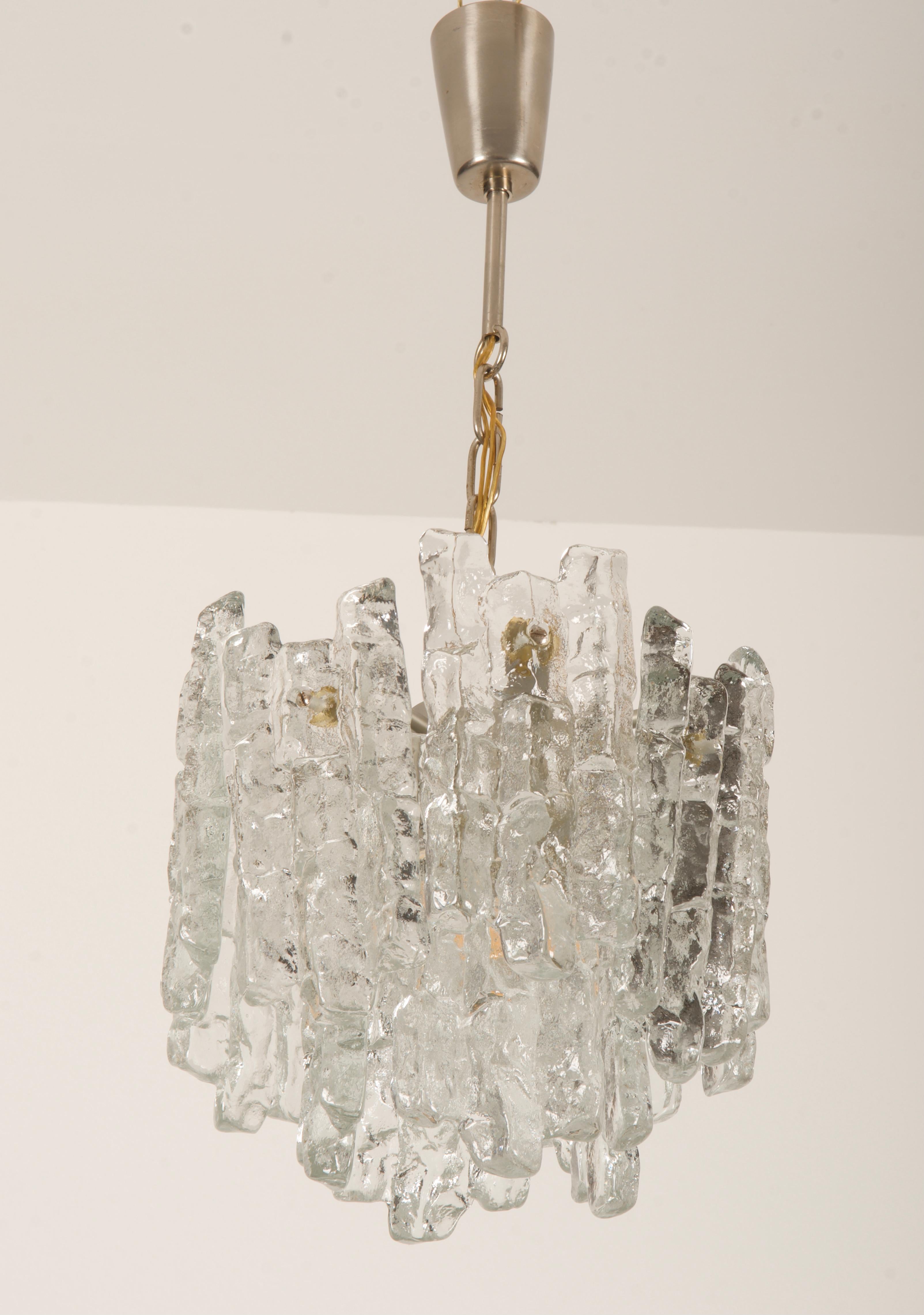 Mid-20th Century Ice Glass Pendant by J.T. Kalmar For Sale