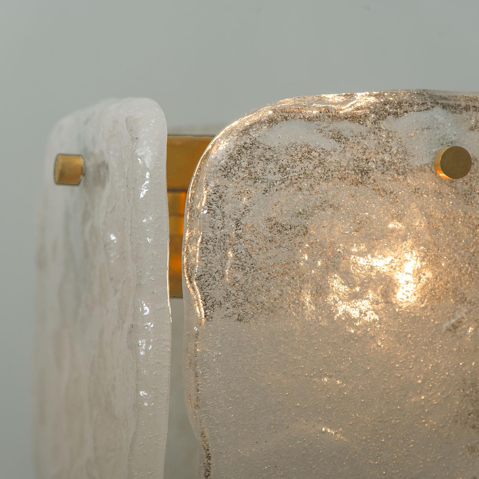 Ice Glass Pendant Light/Chandelier from J. T. Kalmar, Austria, 1960s In Excellent Condition For Sale In Rijssen, NL