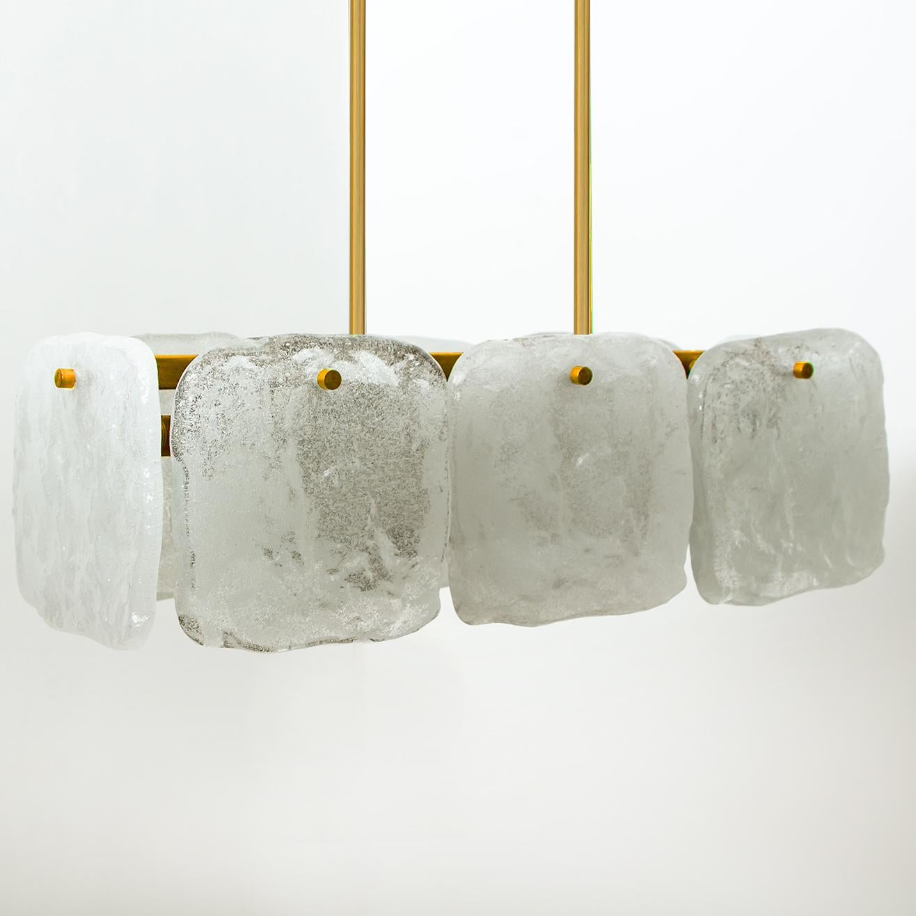 20th Century Ice Glass Pendant Light/Chandelier from J. T. Kalmar, Austria, 1960s For Sale