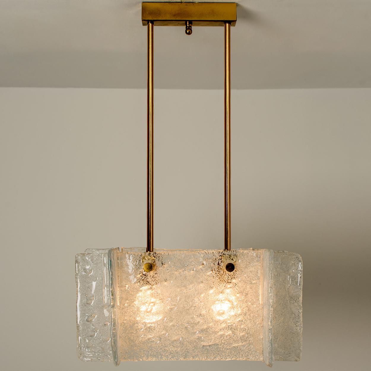 Austrian Ice Glass Pendant Light from J. T. Kalmar, Austria, 1960s