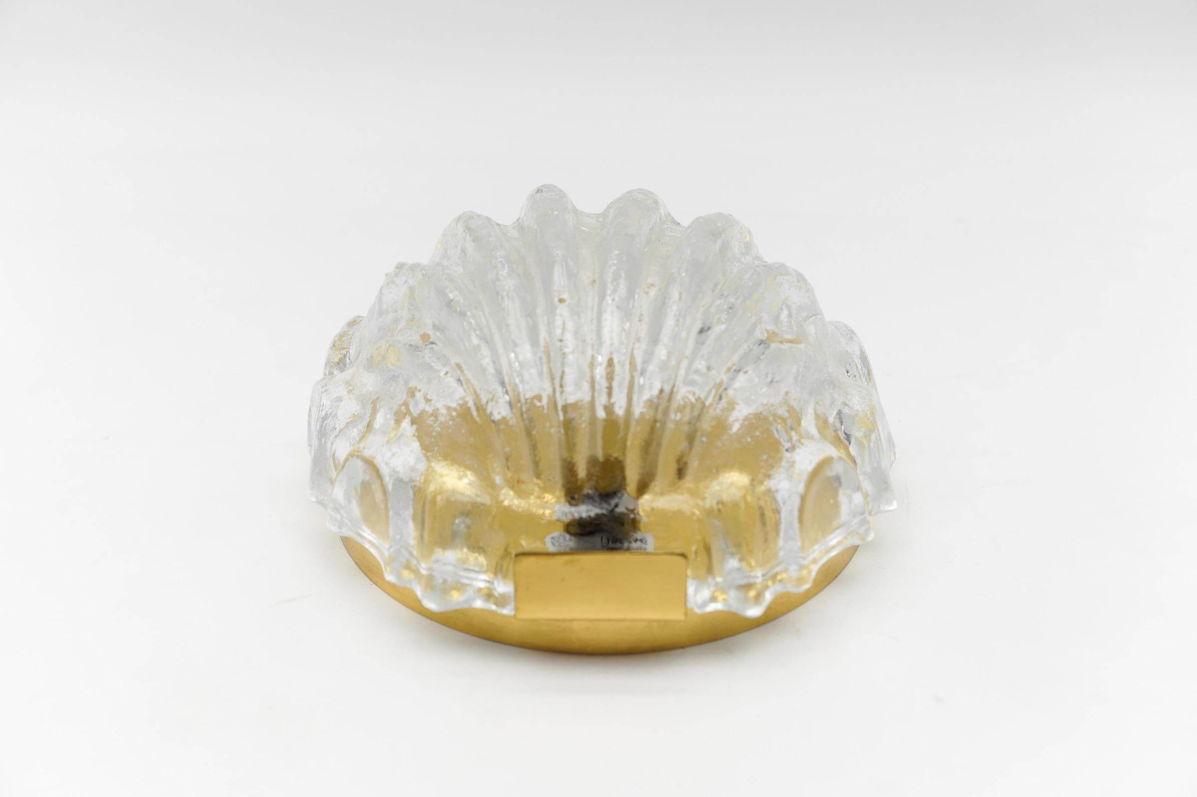 Mid-20th Century Ice Glass Sea Shell Wall Light by Limburg, 1960s Germany   For Sale