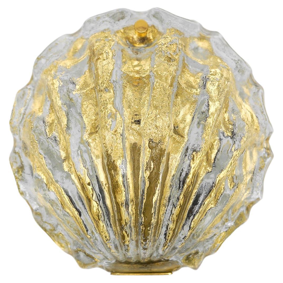 Ice Glass Sea Shell Wall Light by Limburg, 1960s Germany   For Sale