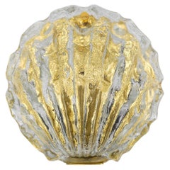 Vintage Ice Glass Sea Shell Wall Light by Limburg, 1960s Germany  