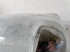 Quadratische Deckenleuchte aus Eisglas von Kaiser Leuchten, Deutschland, 1960er Jahre