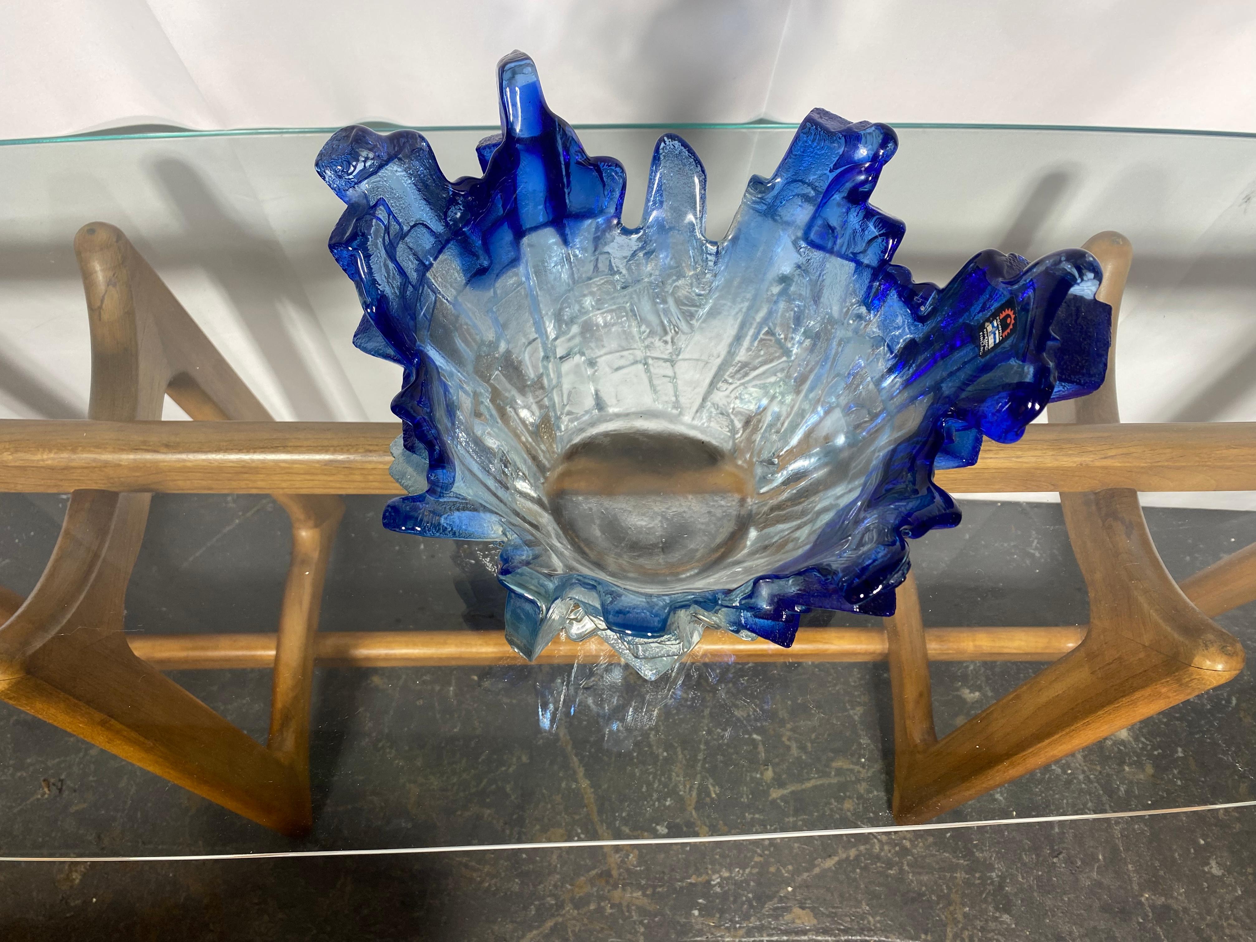 Art Glass Ice Glass Vase / bowl / centerpiece  by Tapio Wirkkala for Humppila, 1960s For Sale