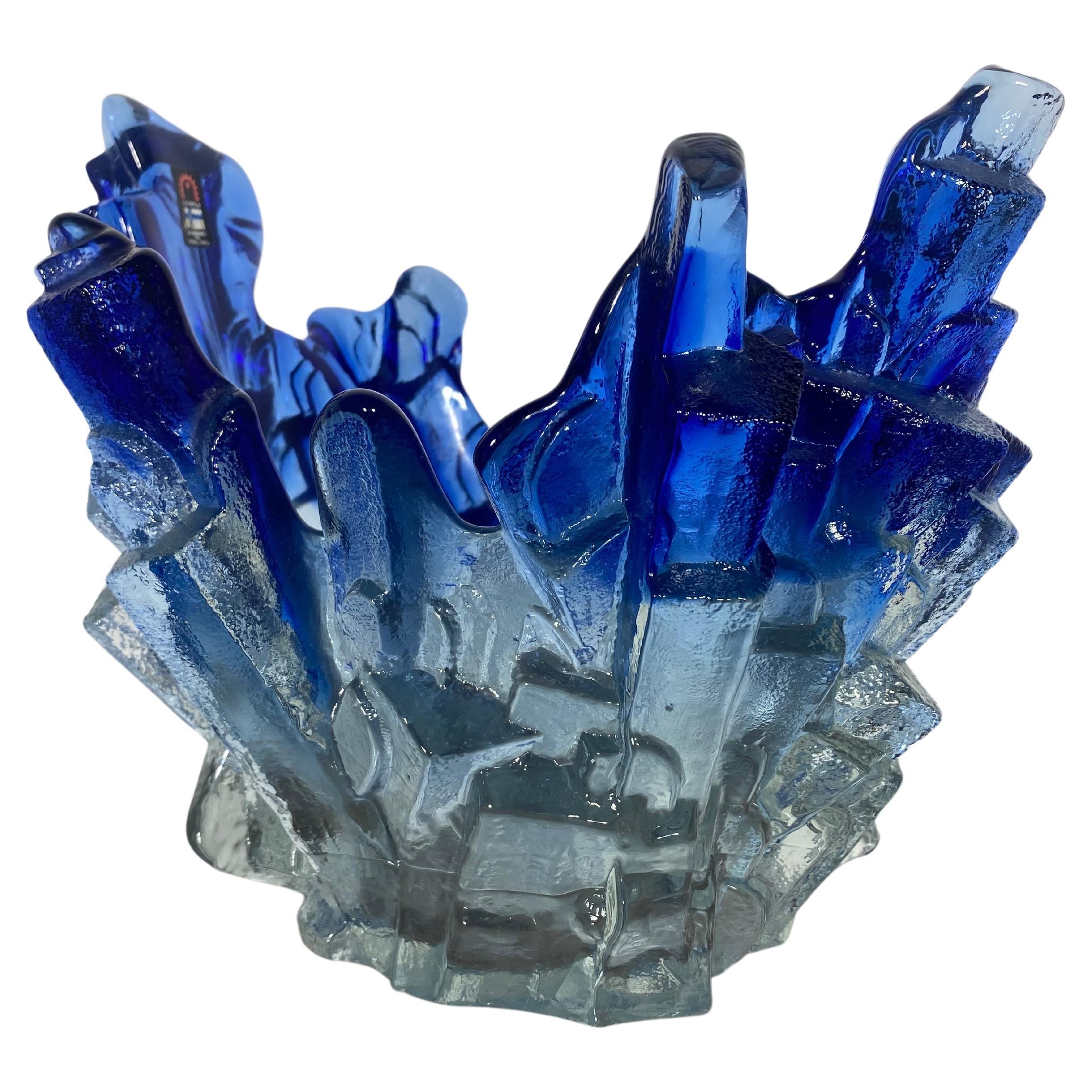 Ice Glass Vase / bowl / centerpiece  by Tapio Wirkkala for Humppila, 1960s For Sale