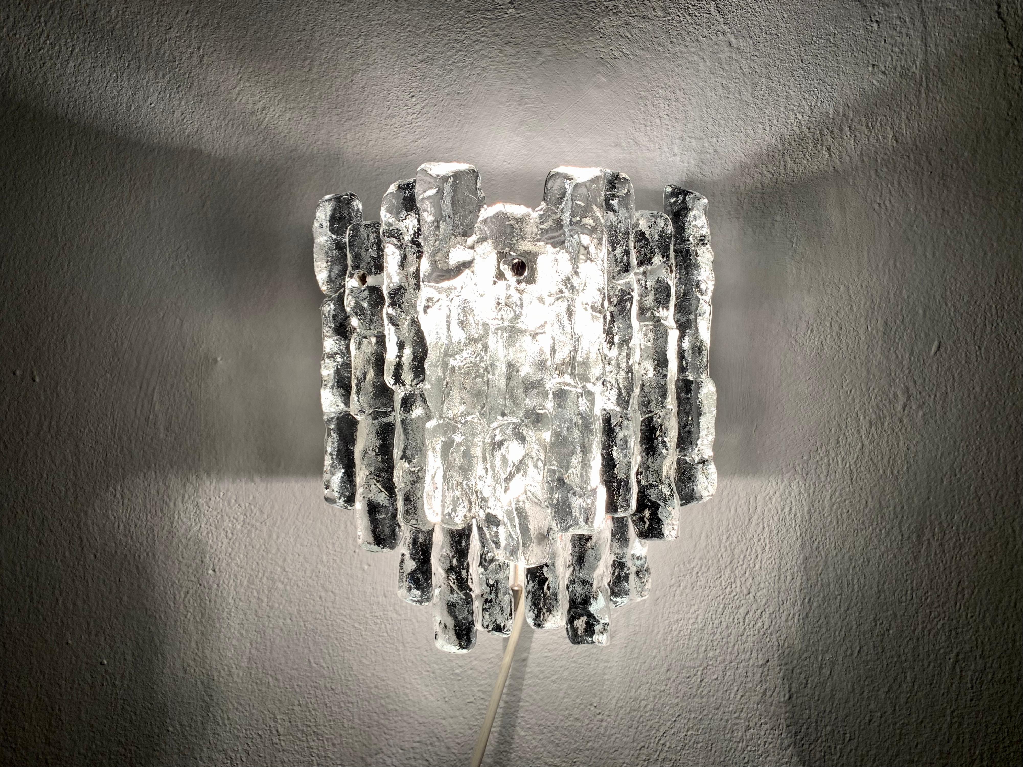 Ice Glass Wall Lamp by J.T. Kalmar For Sale 5