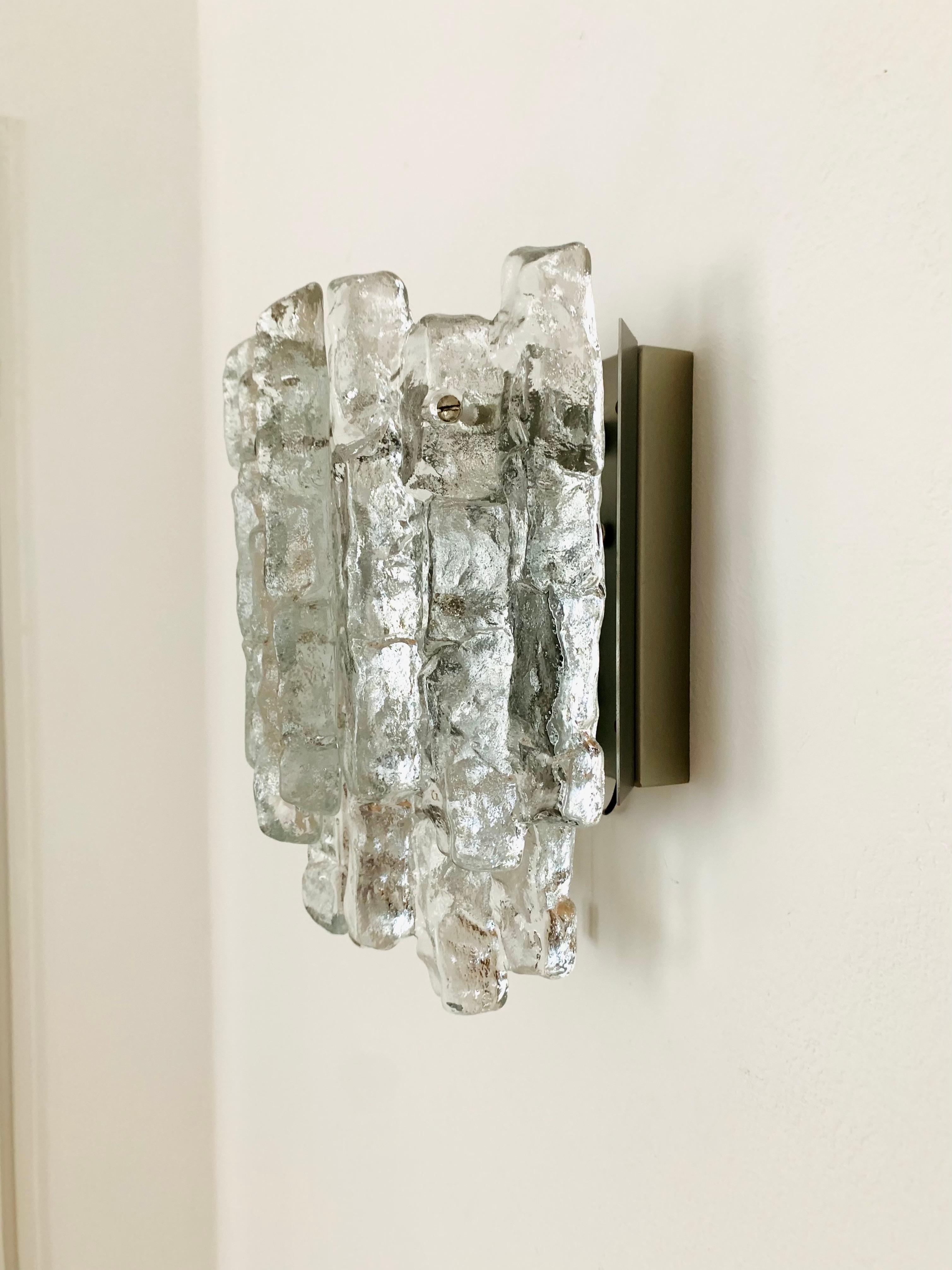 Mid-20th Century Ice Glass Wall Lamp by J.T. Kalmar For Sale