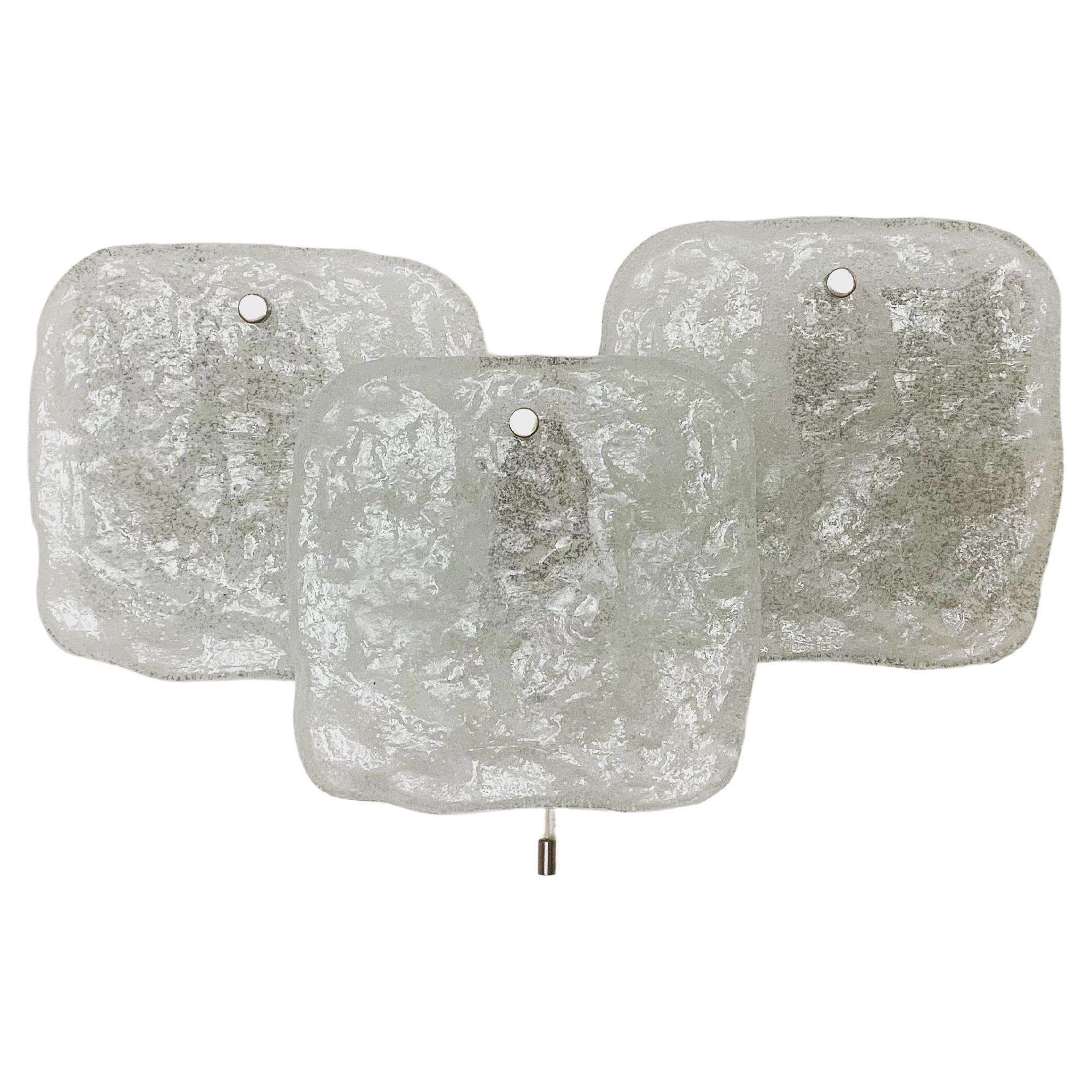 Ice Glass Wall Lamp by J.T. Kalmar For Sale