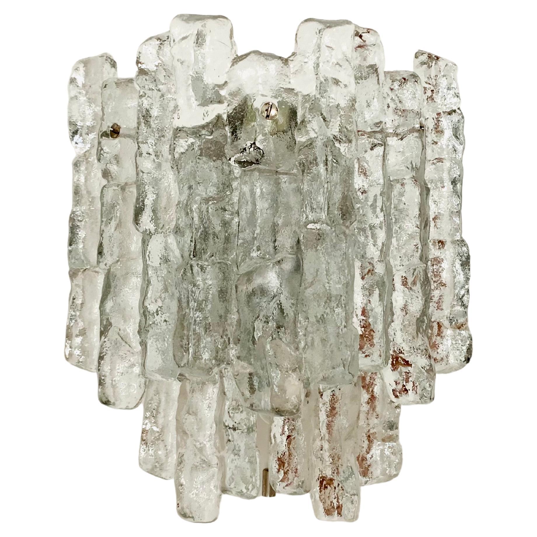 Ice Glass Wall Lamp by J.T. Kalmar For Sale