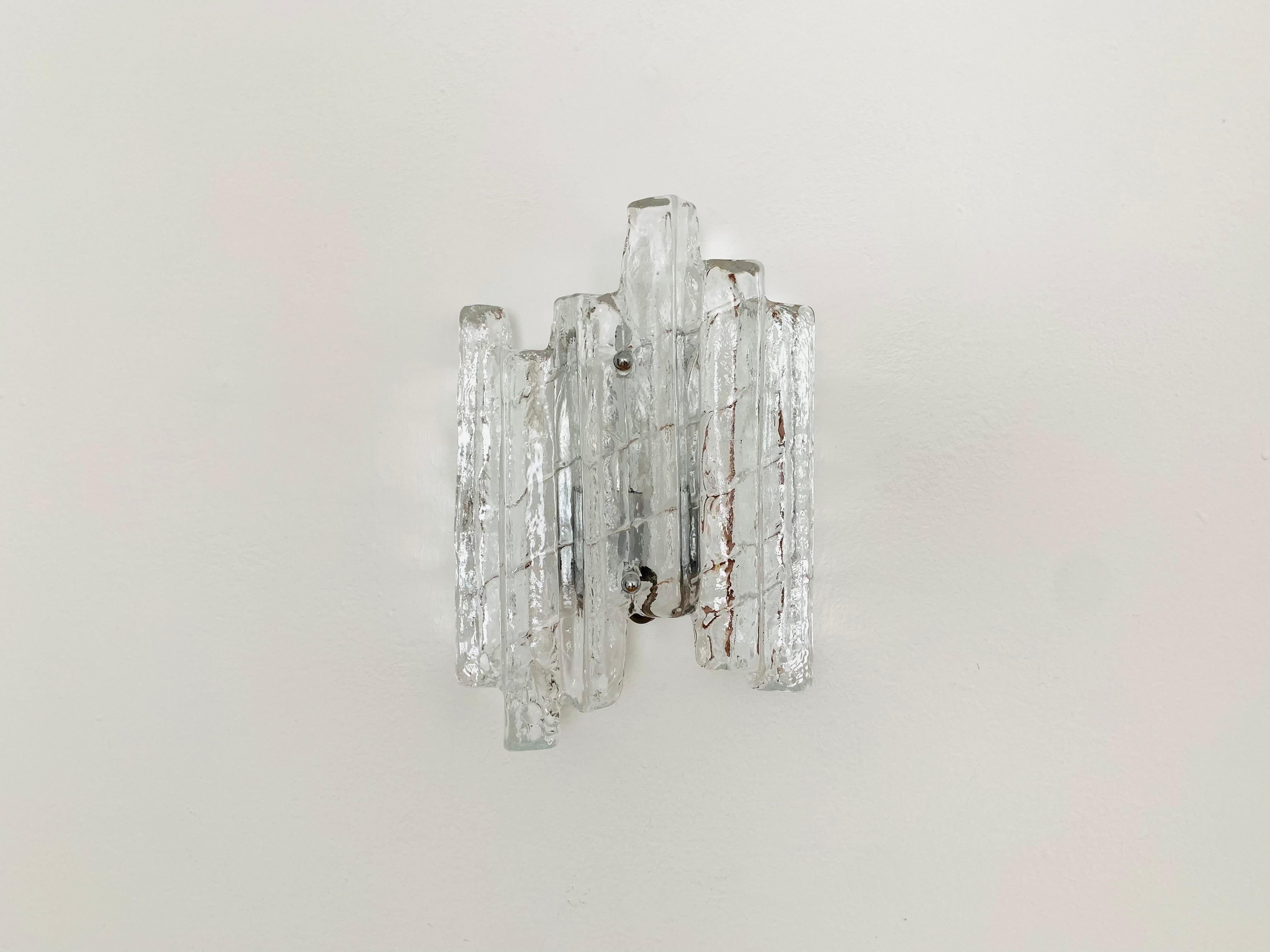 Mid-Century Modern Ice Glass Wall Lamp For Sale