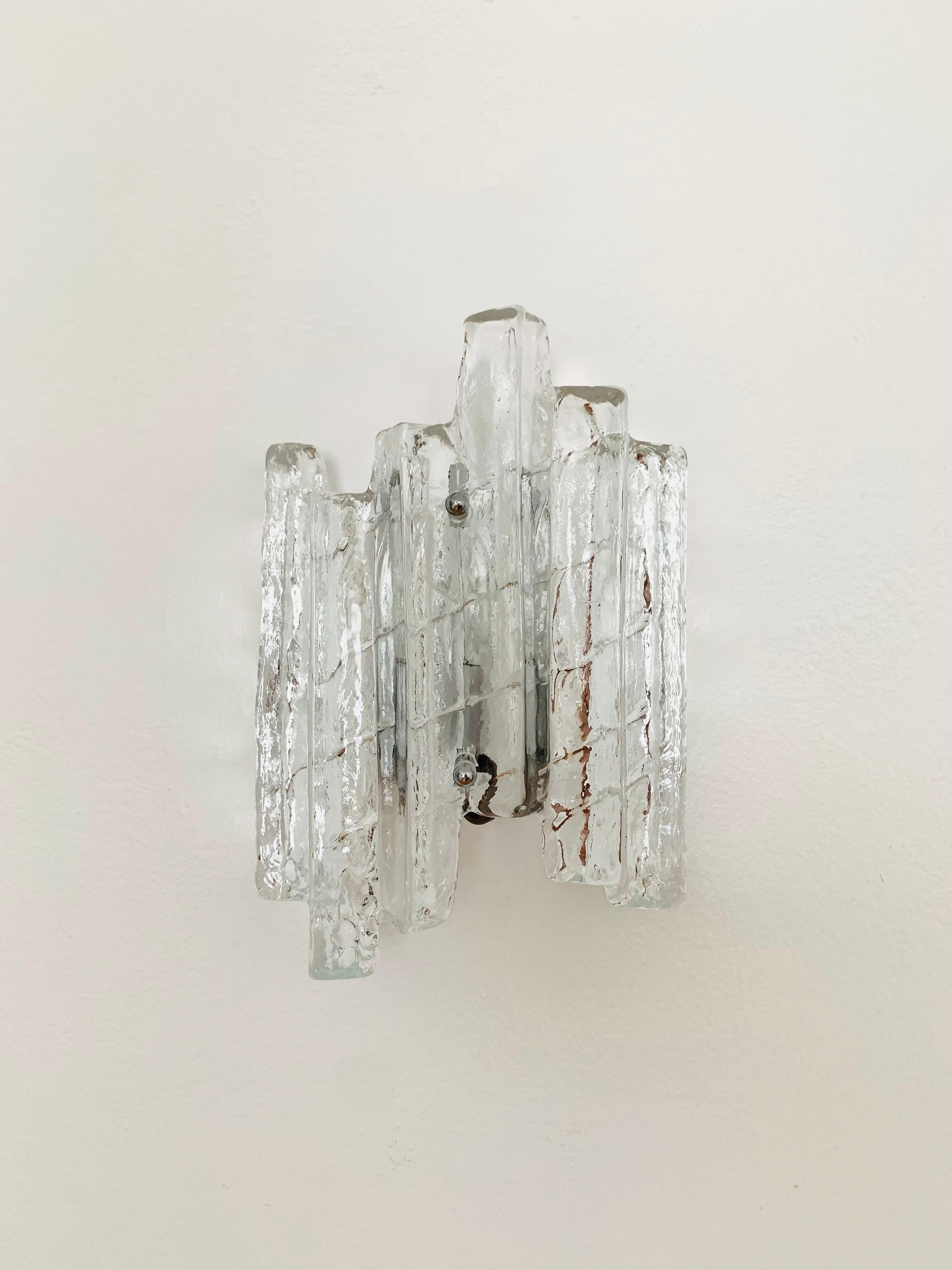 German Ice Glass Wall Lamp For Sale
