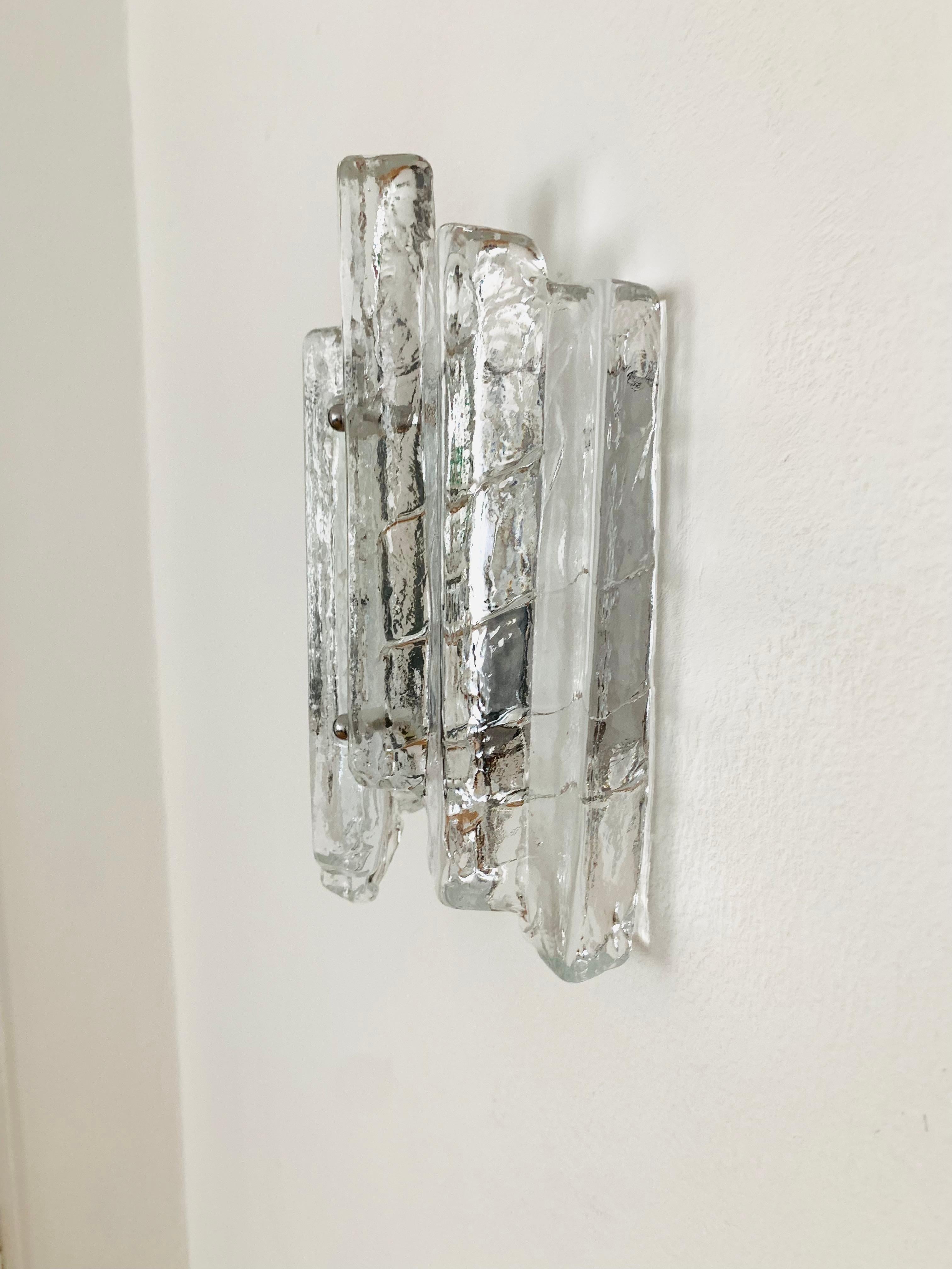Mid-20th Century Ice Glass Wall Lamp For Sale