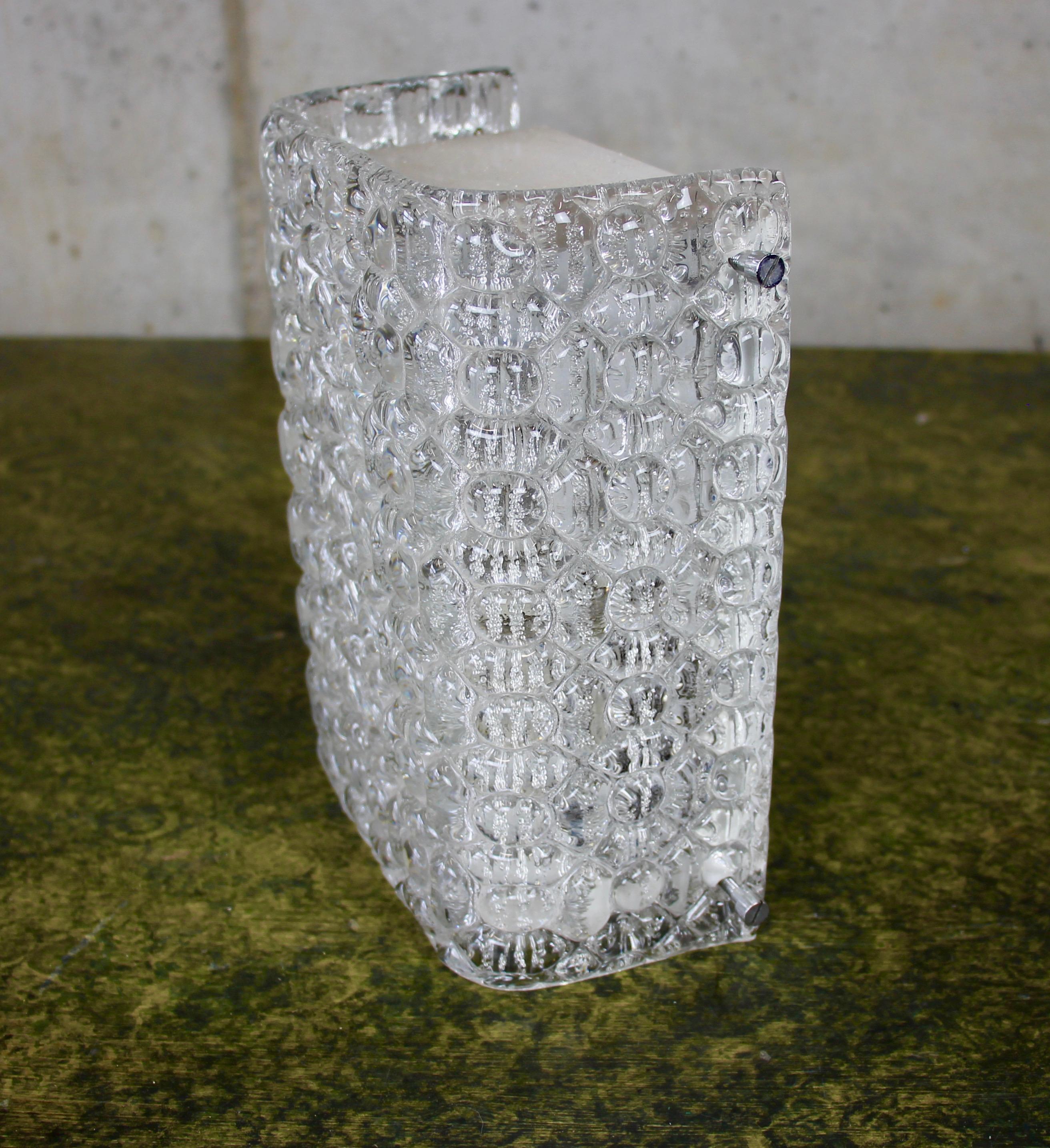 Mid-Century Modern Ice Glass Wall Lamp from Germany, 1960s For Sale
