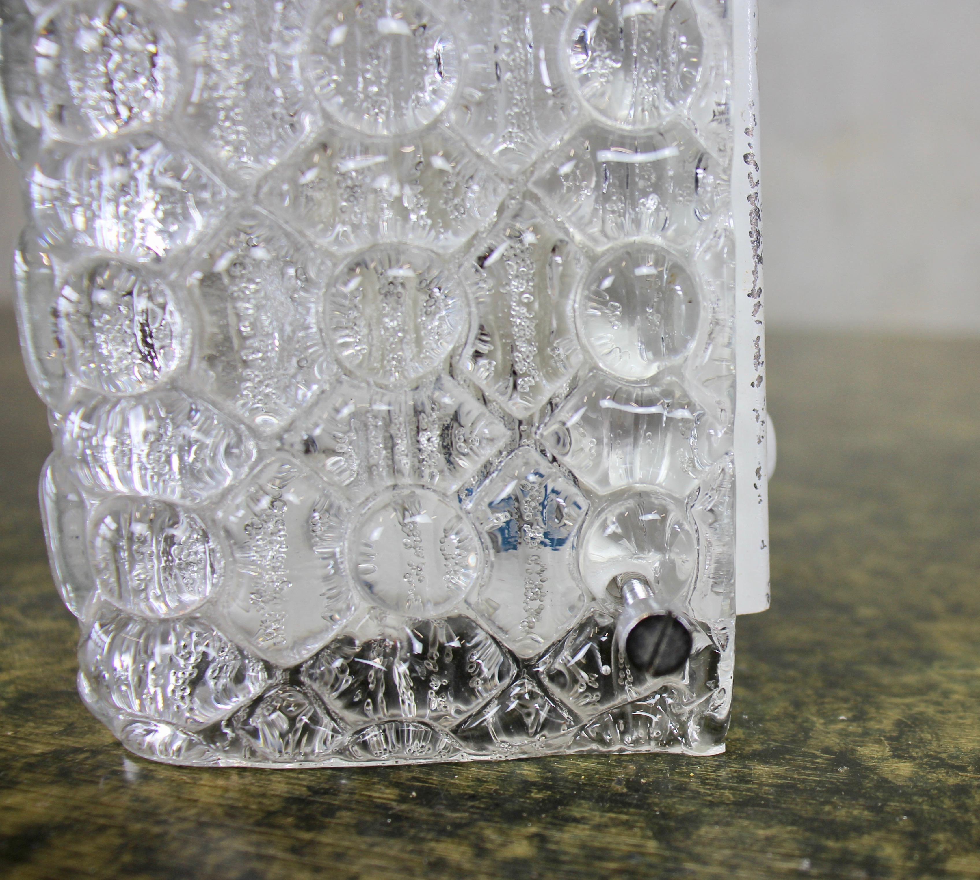 Ice Glass Wall Lamp from Germany, 1960s For Sale 1