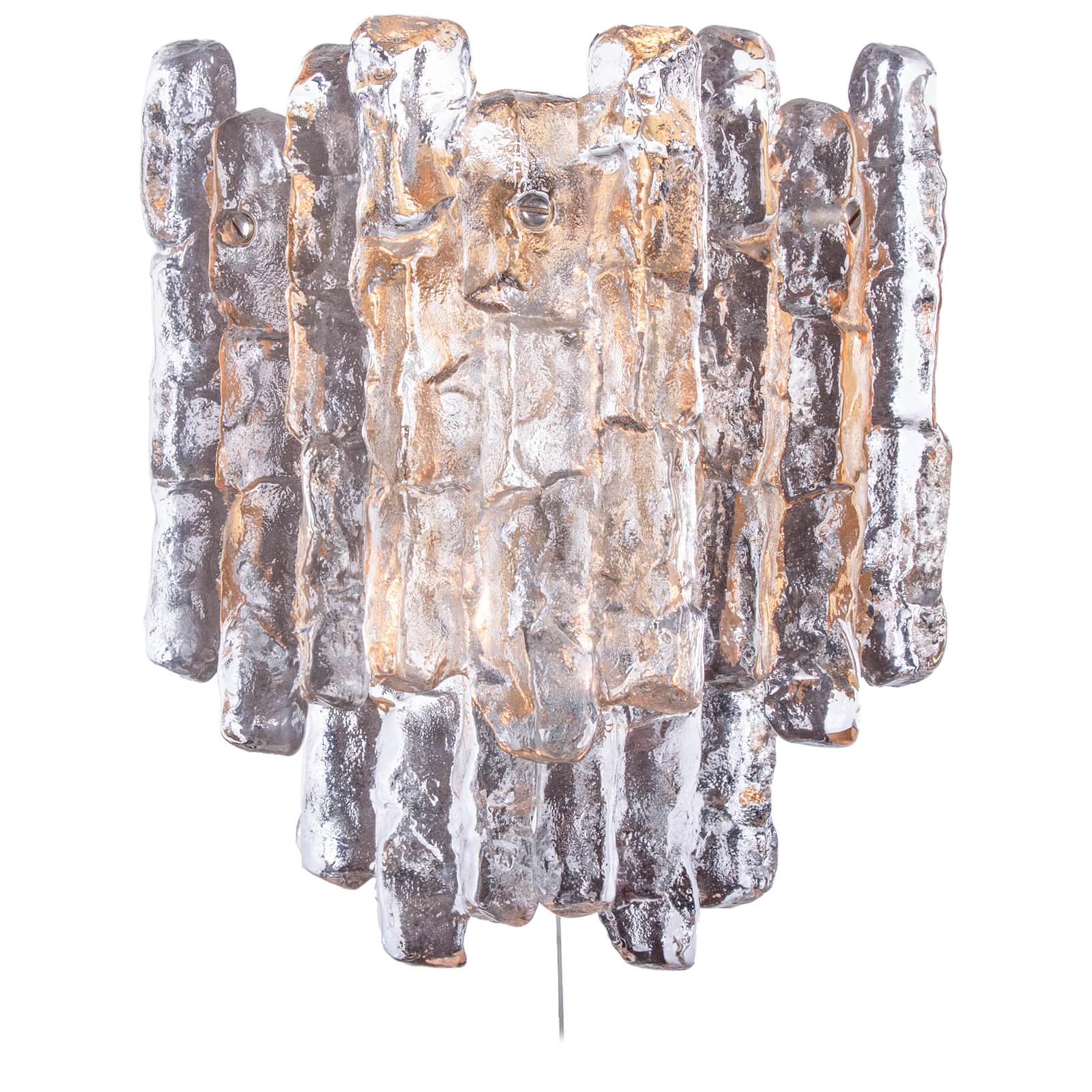 1960s Austria Kalmar Wall Sconce Frosted Glass & Golden Nickel