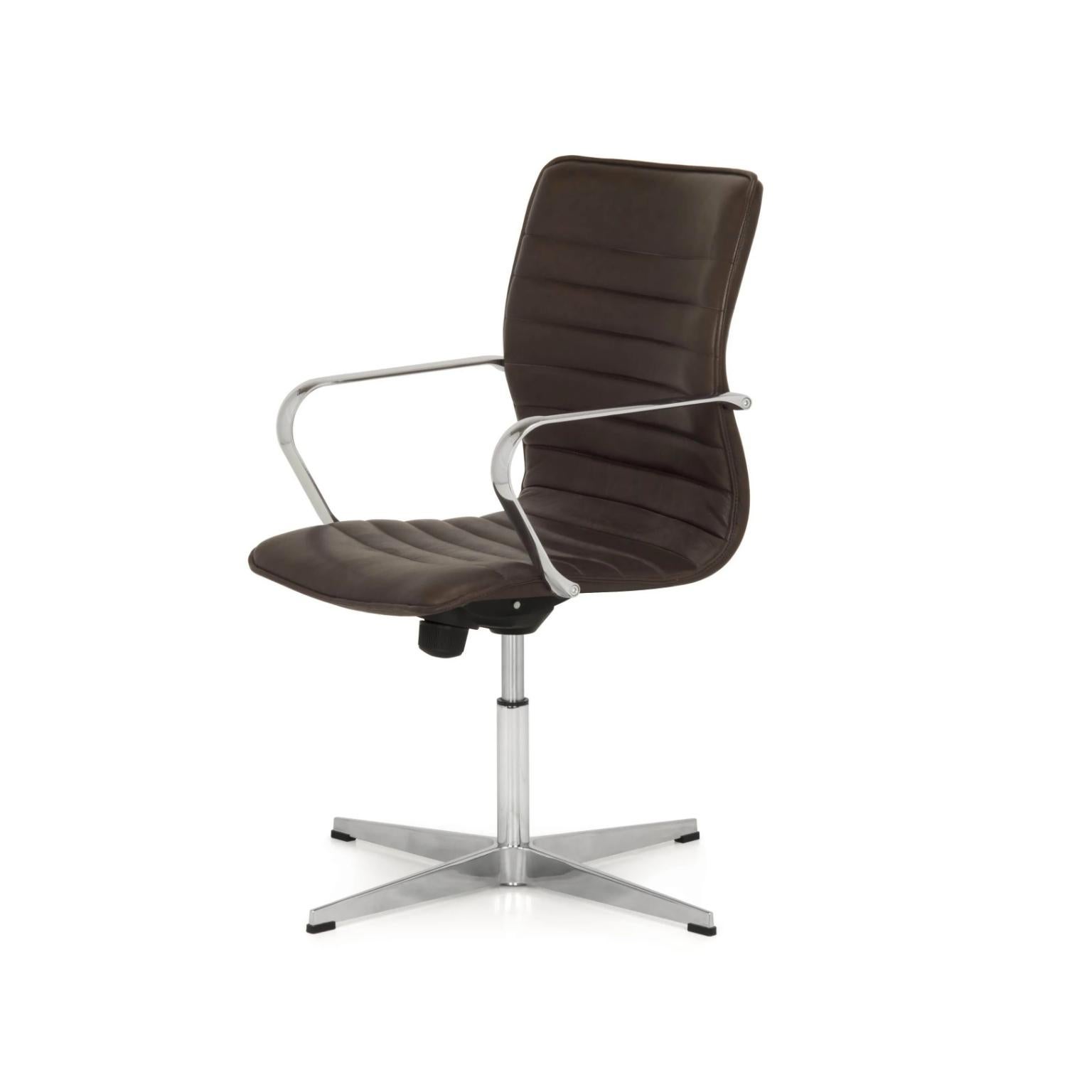 Aluminum Ice High Backrest Executive Upholstered Armchair by Quinti Sedute For Sale