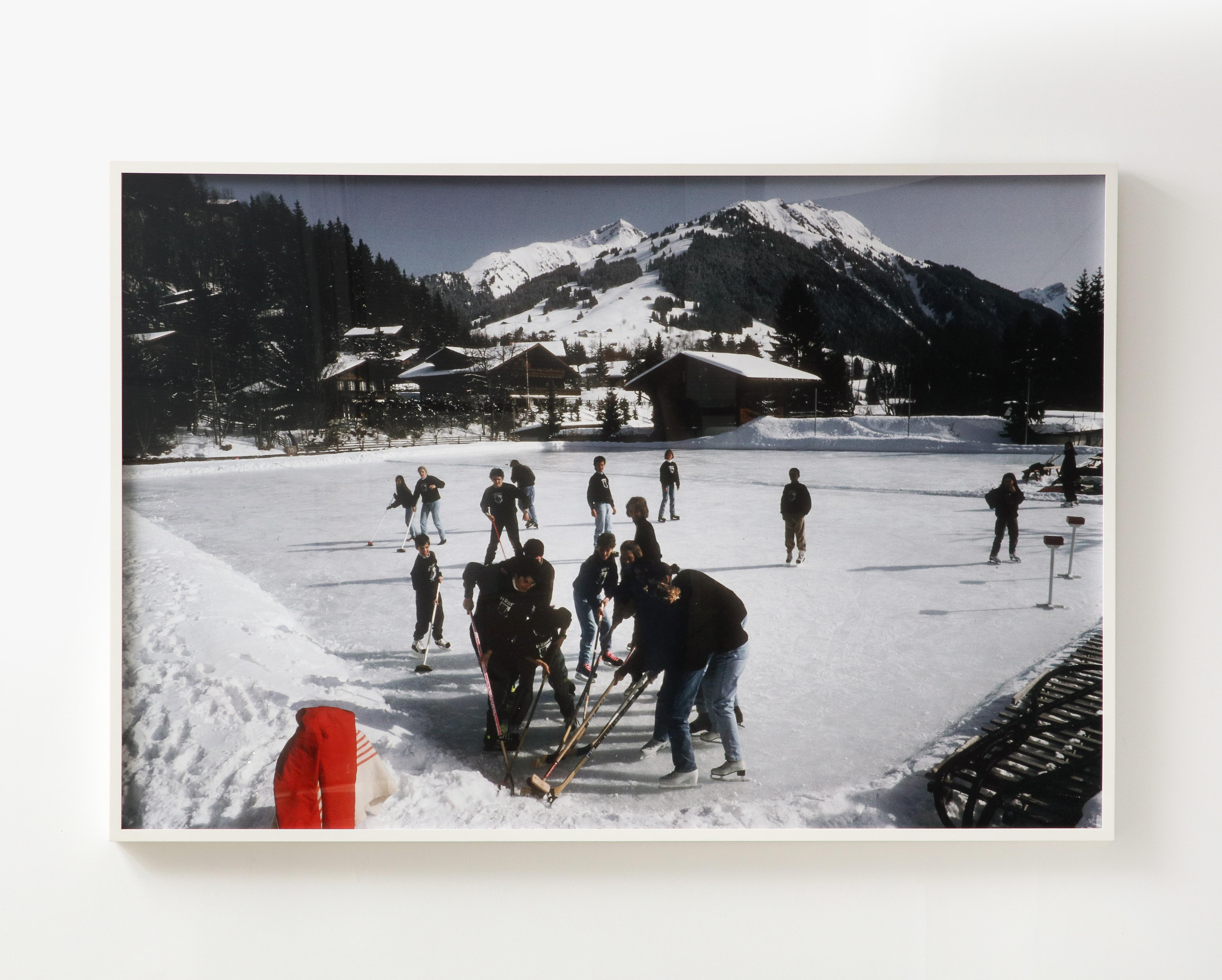 Paper Ice Hockey Framed Print by Slim Aarons, 1992 For Sale