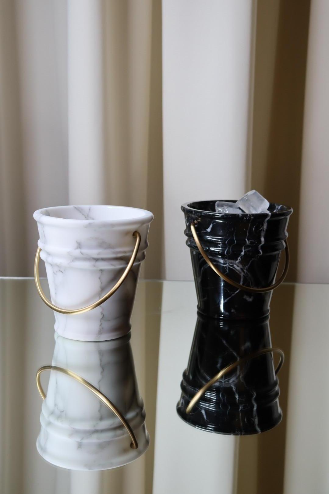 Italian Ice Ice Baby Bucket in Marquina Marble by Lorenza Bozzoli for Editions Milano For Sale