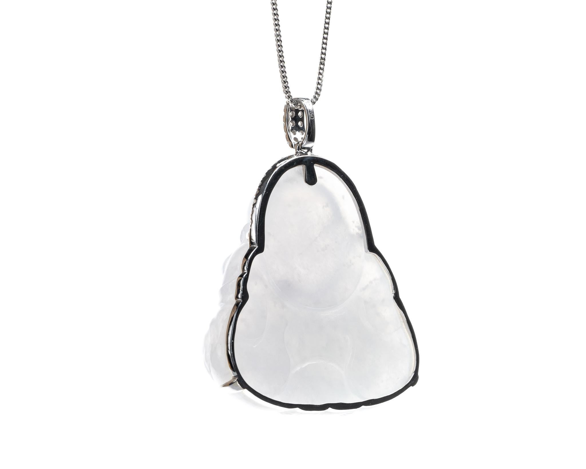 Ciondolo in giada Ice Jadeite Buddha e diamanti, certificato non trattato In condizioni Nuovo in vendita a San Francisco, CA