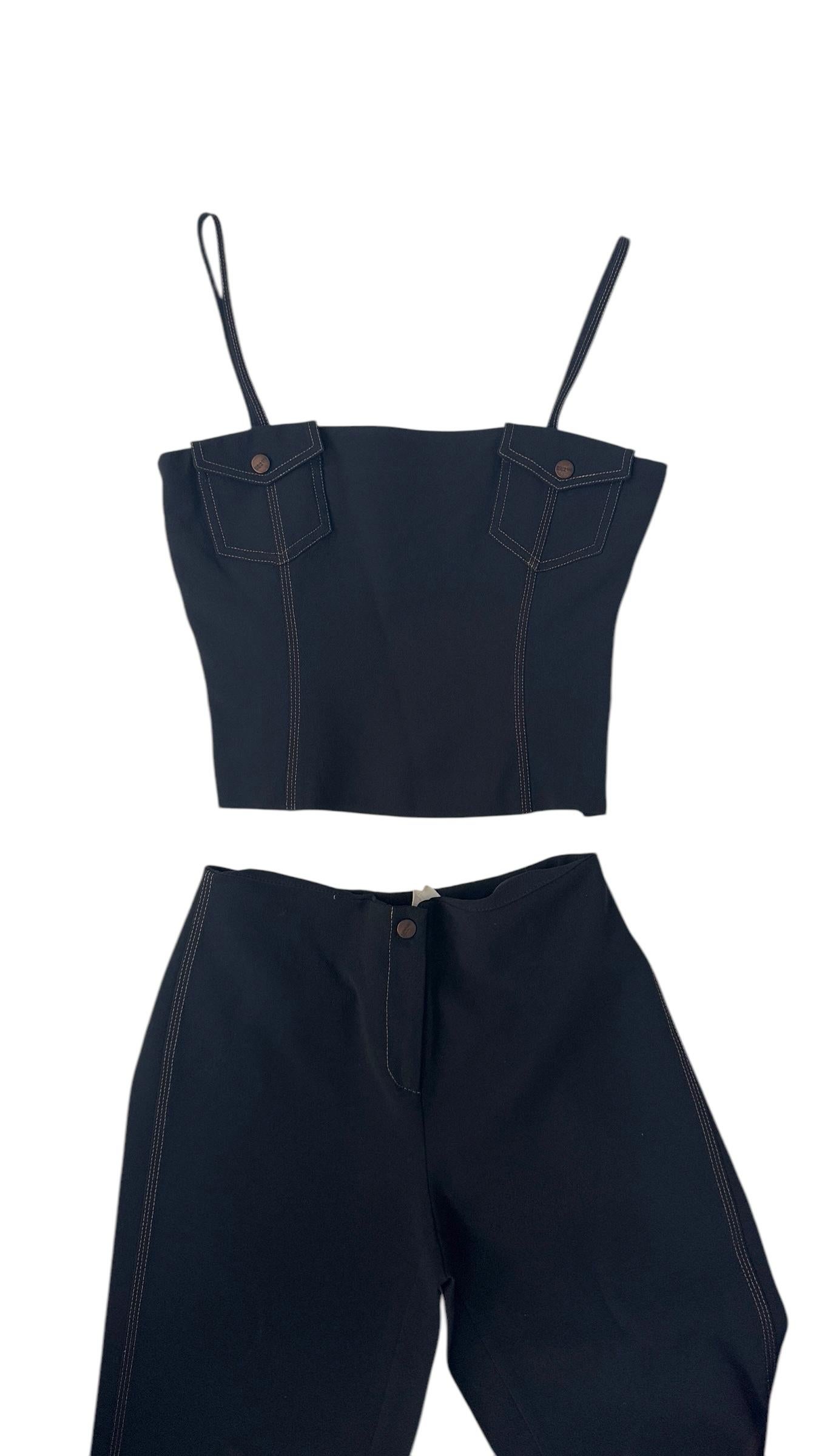 Ice Jeans by Iceberg Vintage Conjunto de 3 piezas de vaquero elástico negro en venta 5