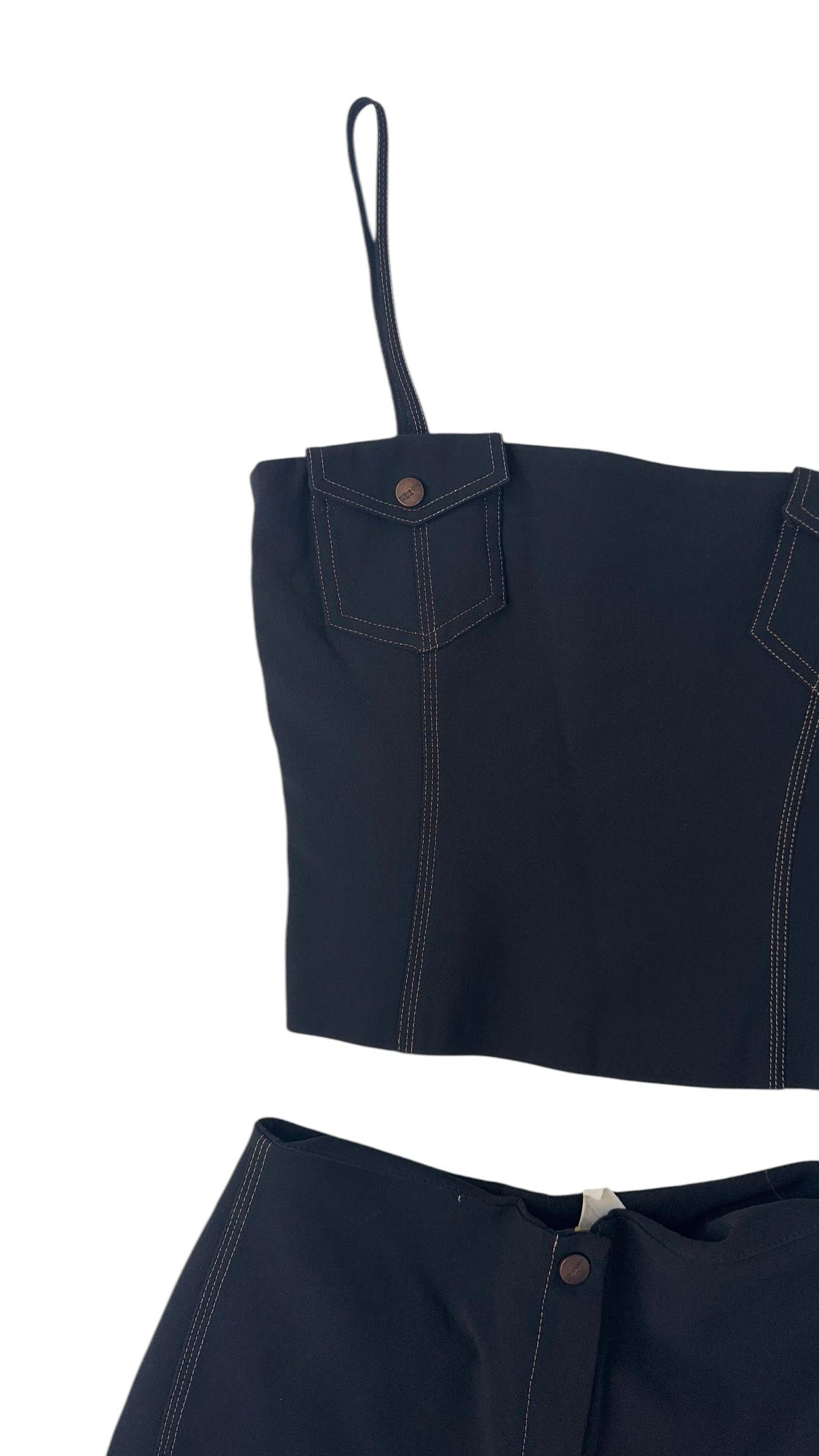 Ice Jeans by Iceberg Vintage Conjunto de 3 piezas de vaquero elástico negro en venta 6