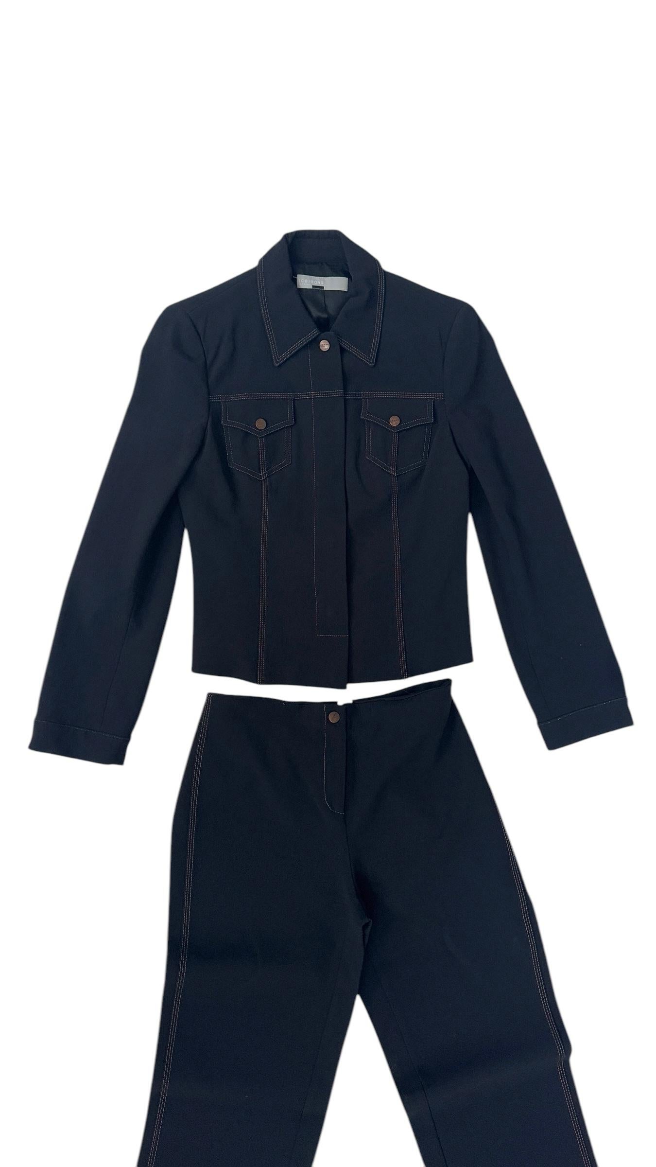 Ice Jeans by Iceberg Vintage Conjunto de 3 piezas de vaquero elástico negro en Bueno estado para la venta en Milano, IT