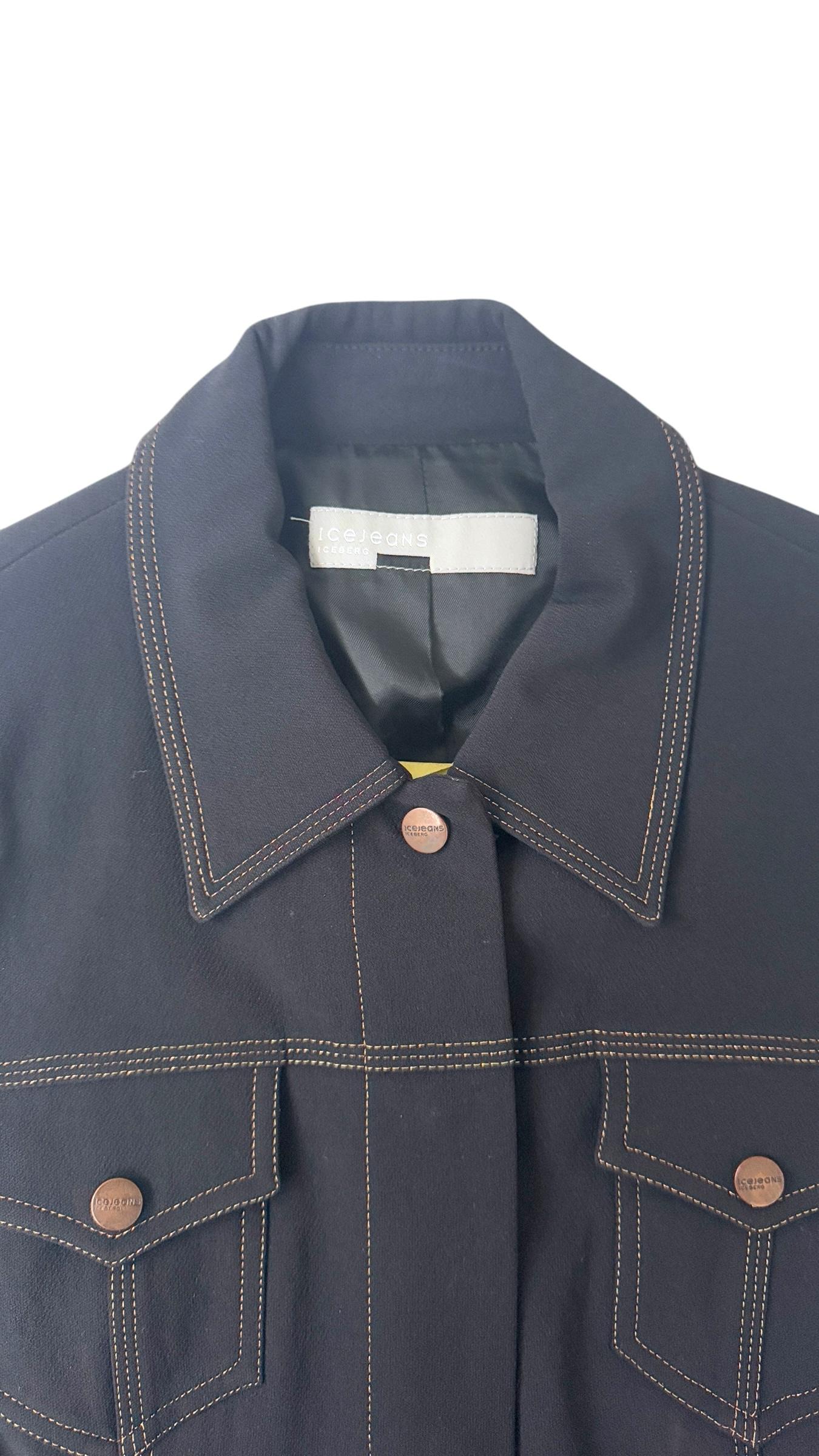 Ice Jeans by Iceberg Vintage Conjunto de 3 piezas de vaquero elástico negro en venta 1