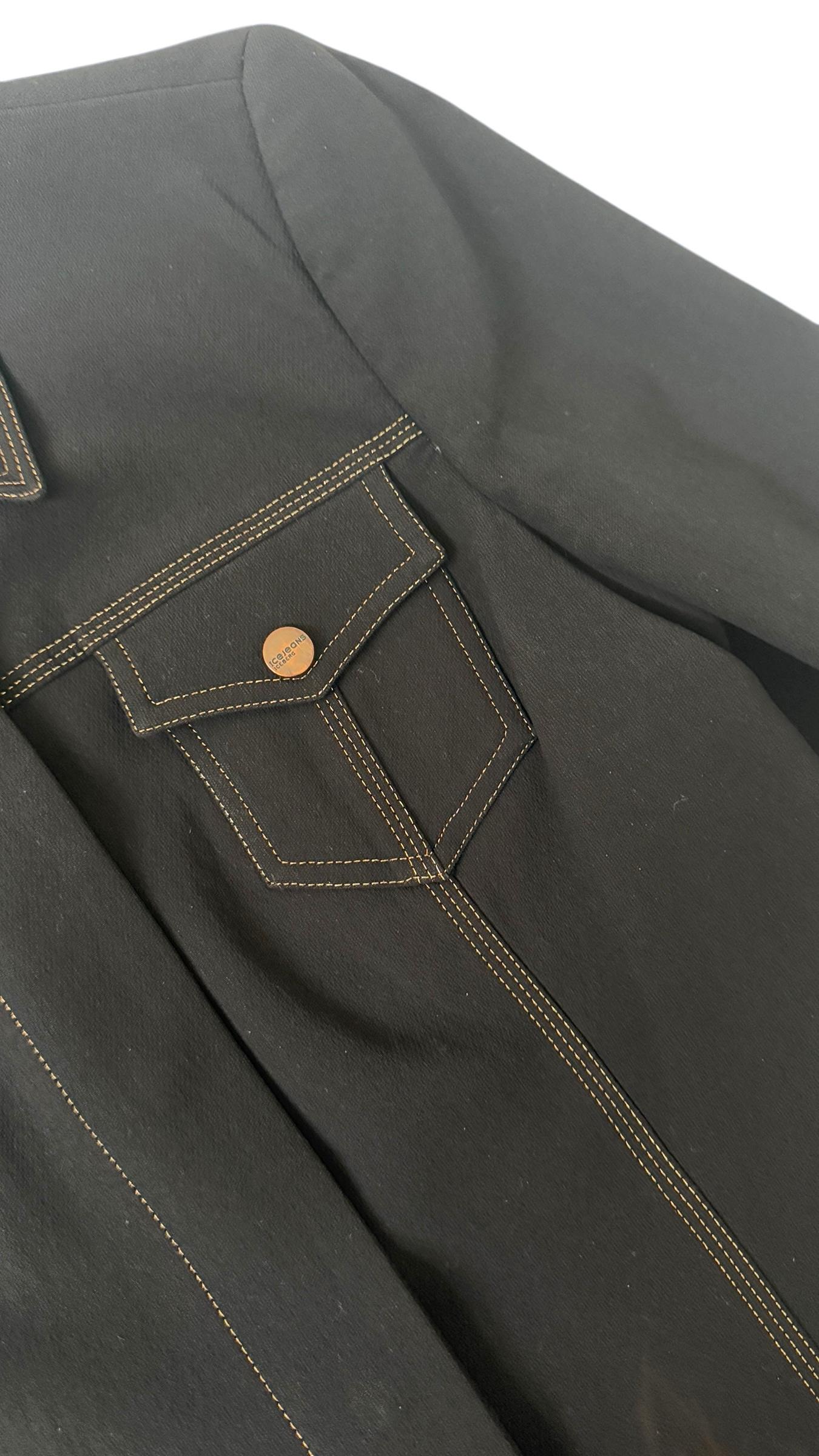 Ice Jeans by Iceberg Vintage Conjunto de 3 piezas de vaquero elástico negro en venta 2