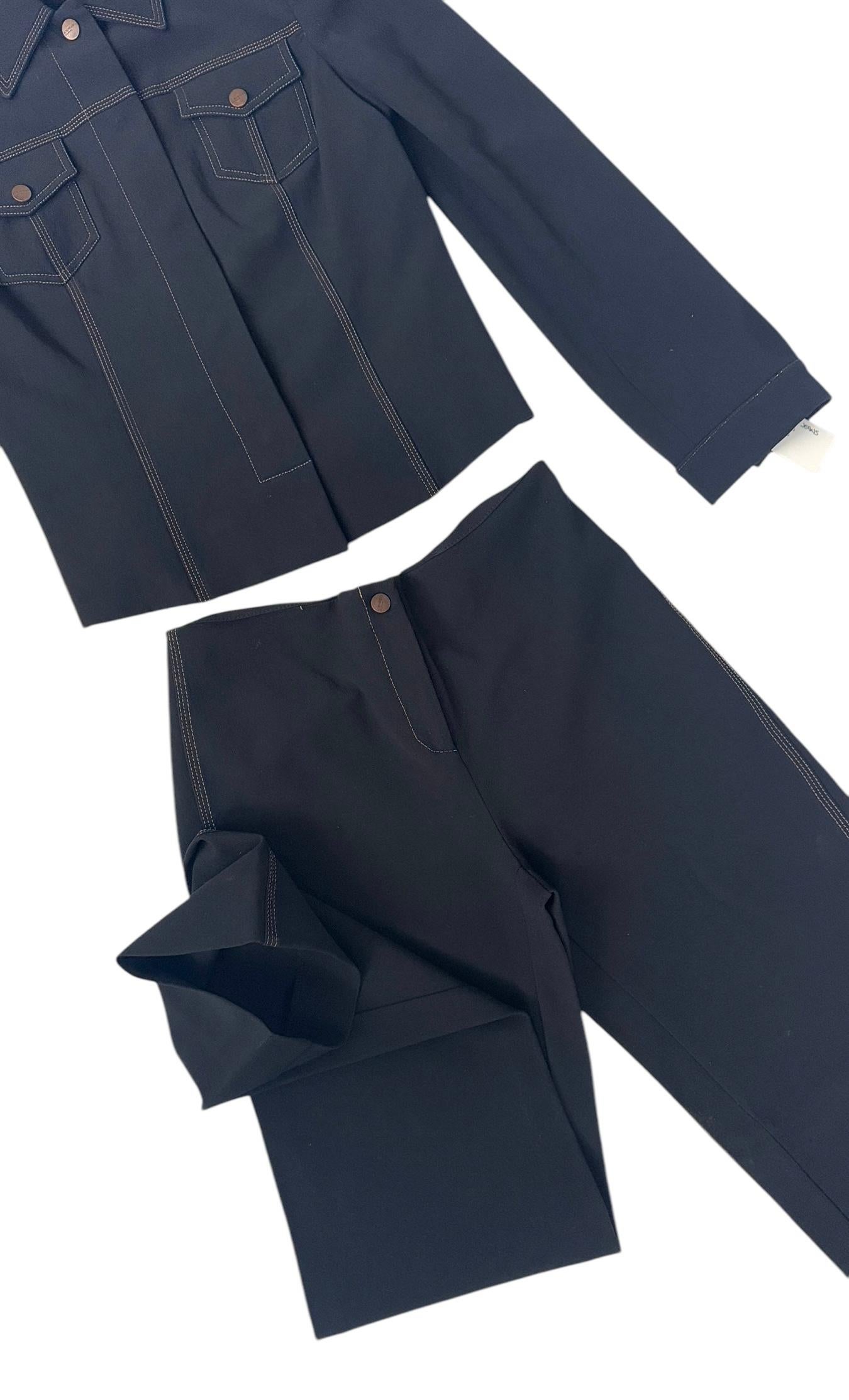 Ice Jeans by Iceberg Vintage Conjunto de 3 piezas de vaquero elástico negro en venta 3