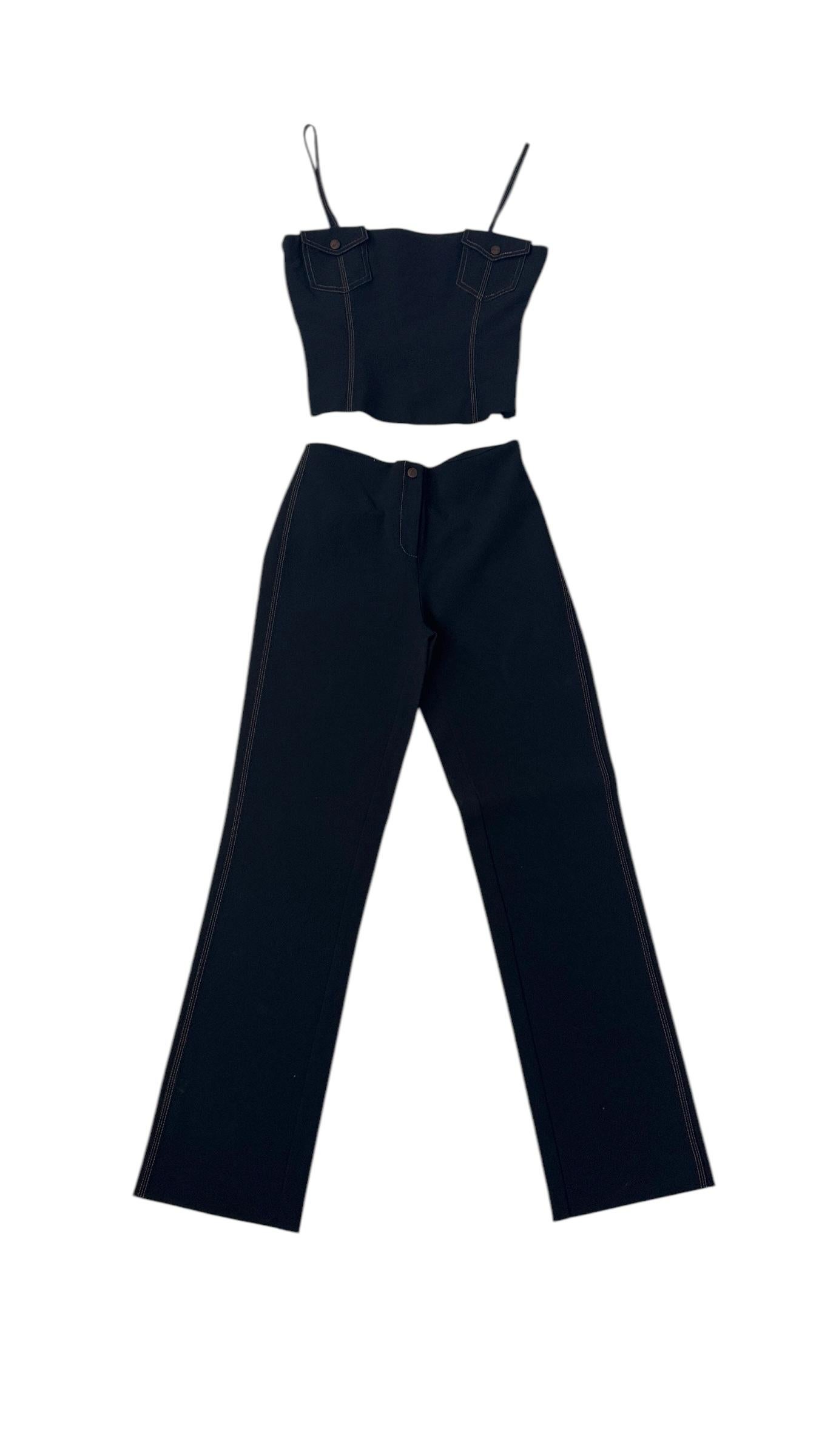 Ice Jeans by Iceberg Vintage Conjunto de 3 piezas de vaquero elástico negro en venta 4